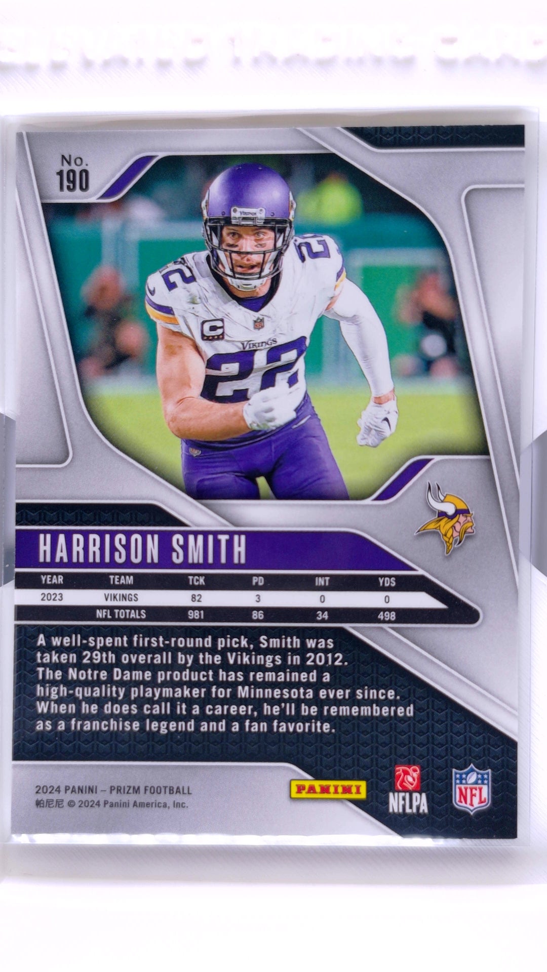 #190 Harrison Smith - back