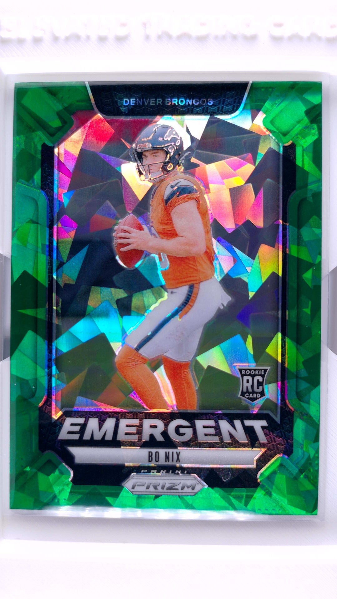 #3 Bo Nix Rookie Emergent Green Ice Prizm - front