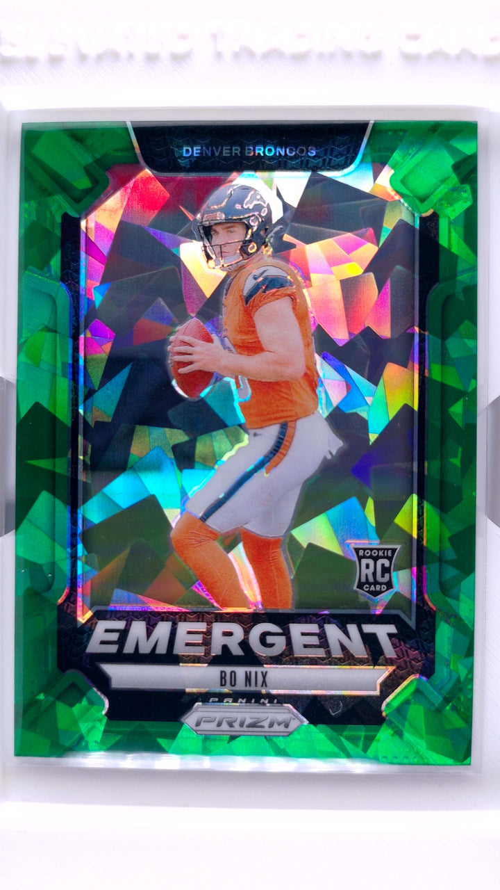 2024 Panini Prizm Football Bo Nix #3 Emergent Green Ice Prizm RC — Front