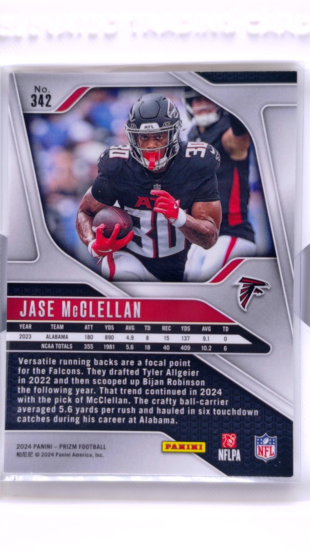 #342 Jase McClellan Rookie - back
