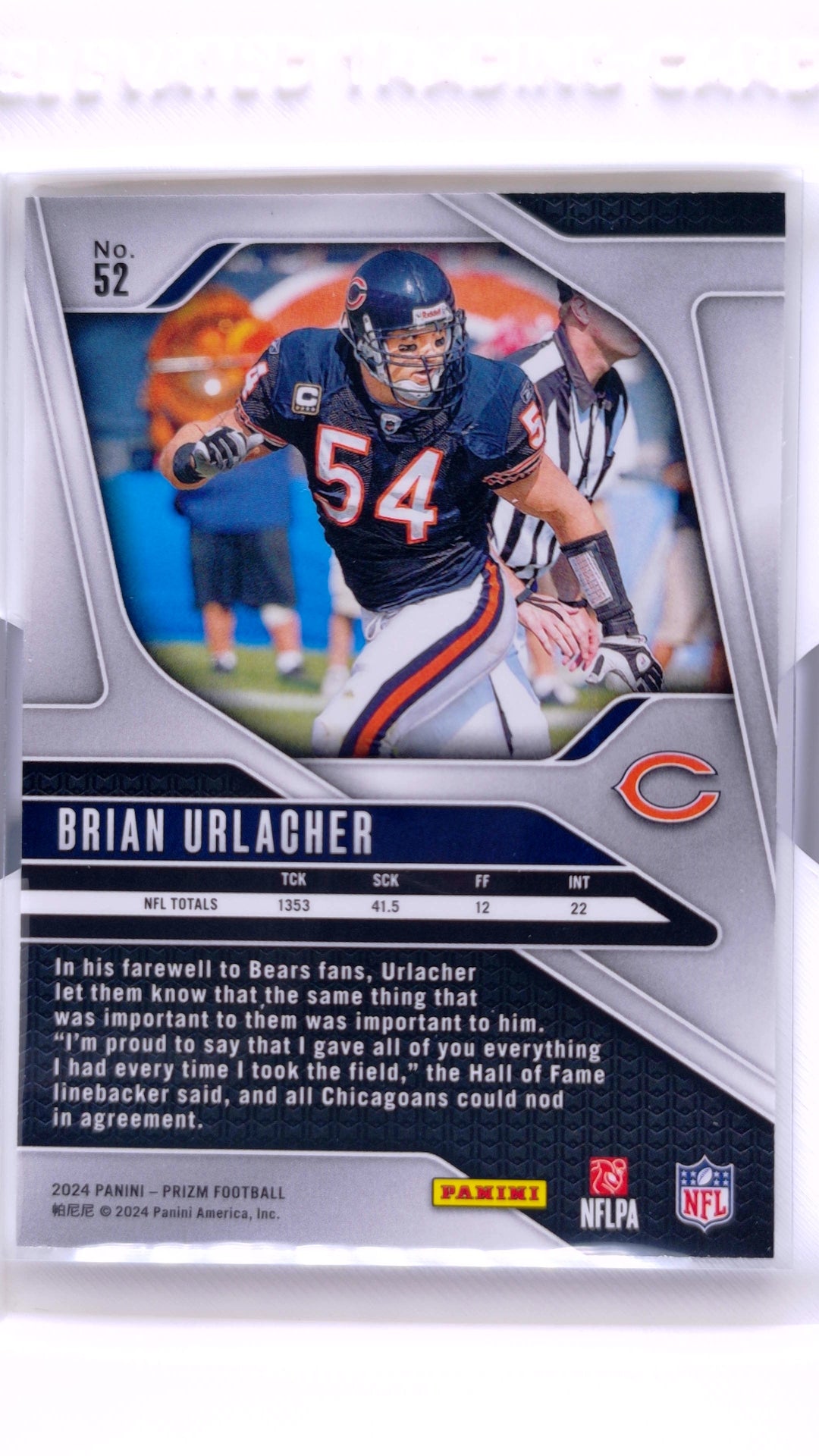 #52 Brian Urlacher - back