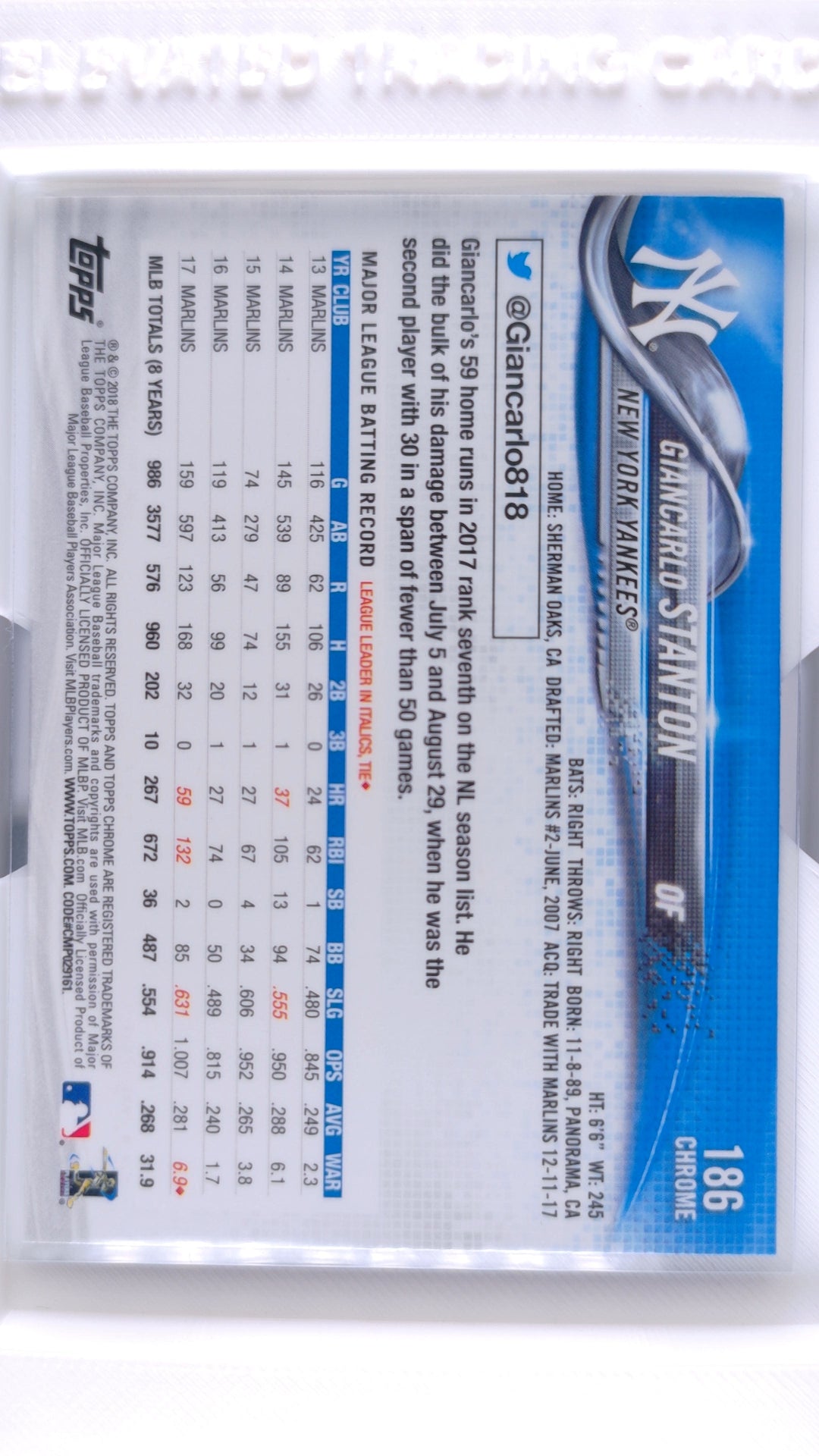 #186 Giancarlo Stanton - back