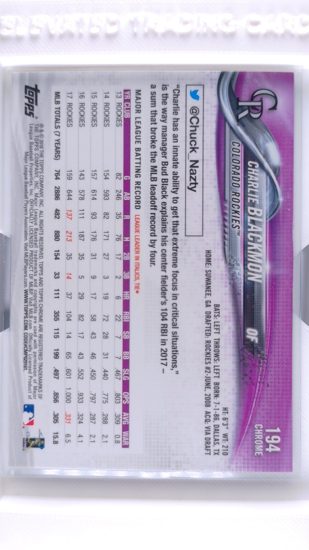 #194 Charlie Blackmon - back