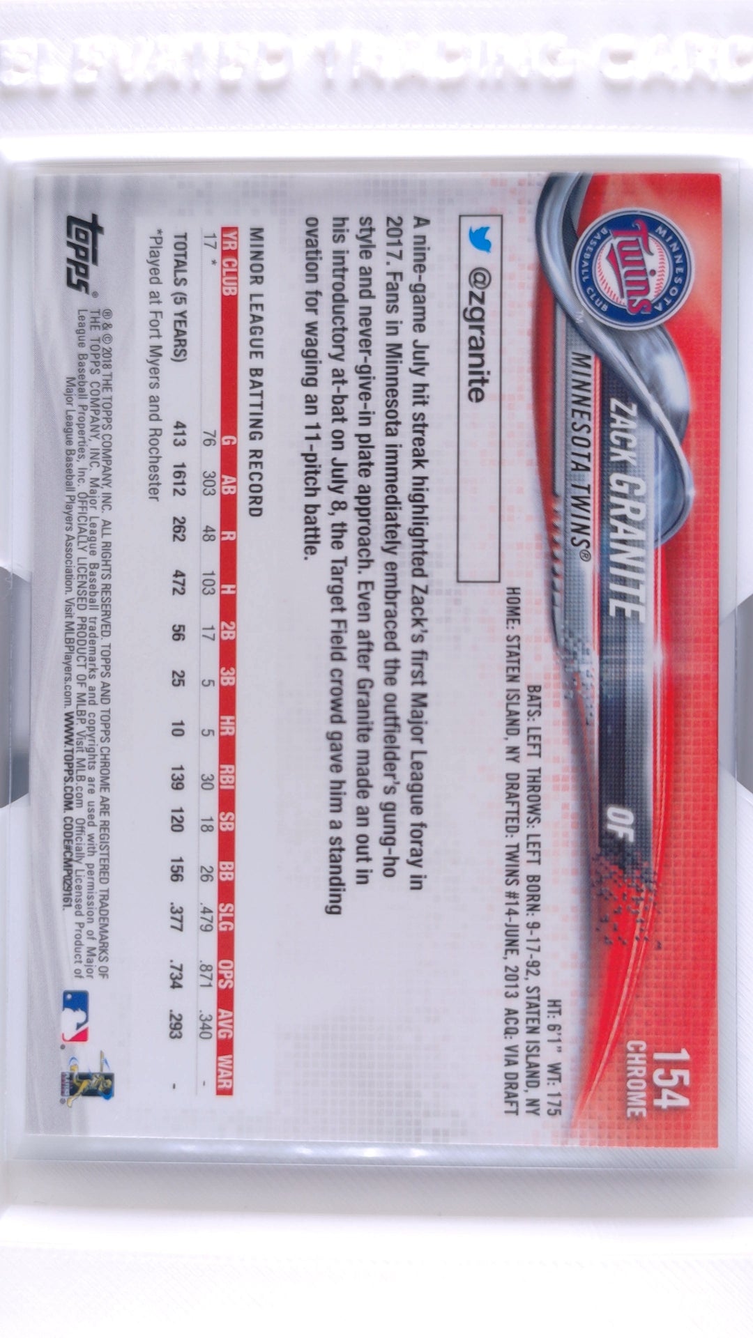 #154 Zack Granite Rookie - back