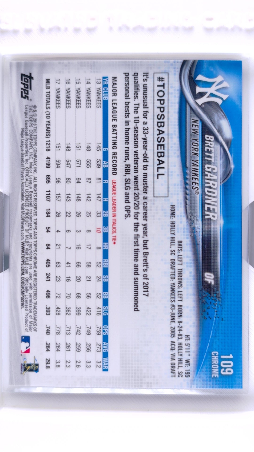 #109 Brett Gardner - back