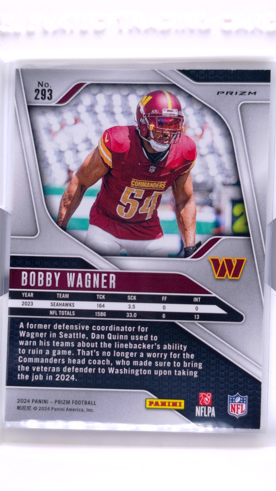 #293 Bobby Wagner No Huddle Prizm - back