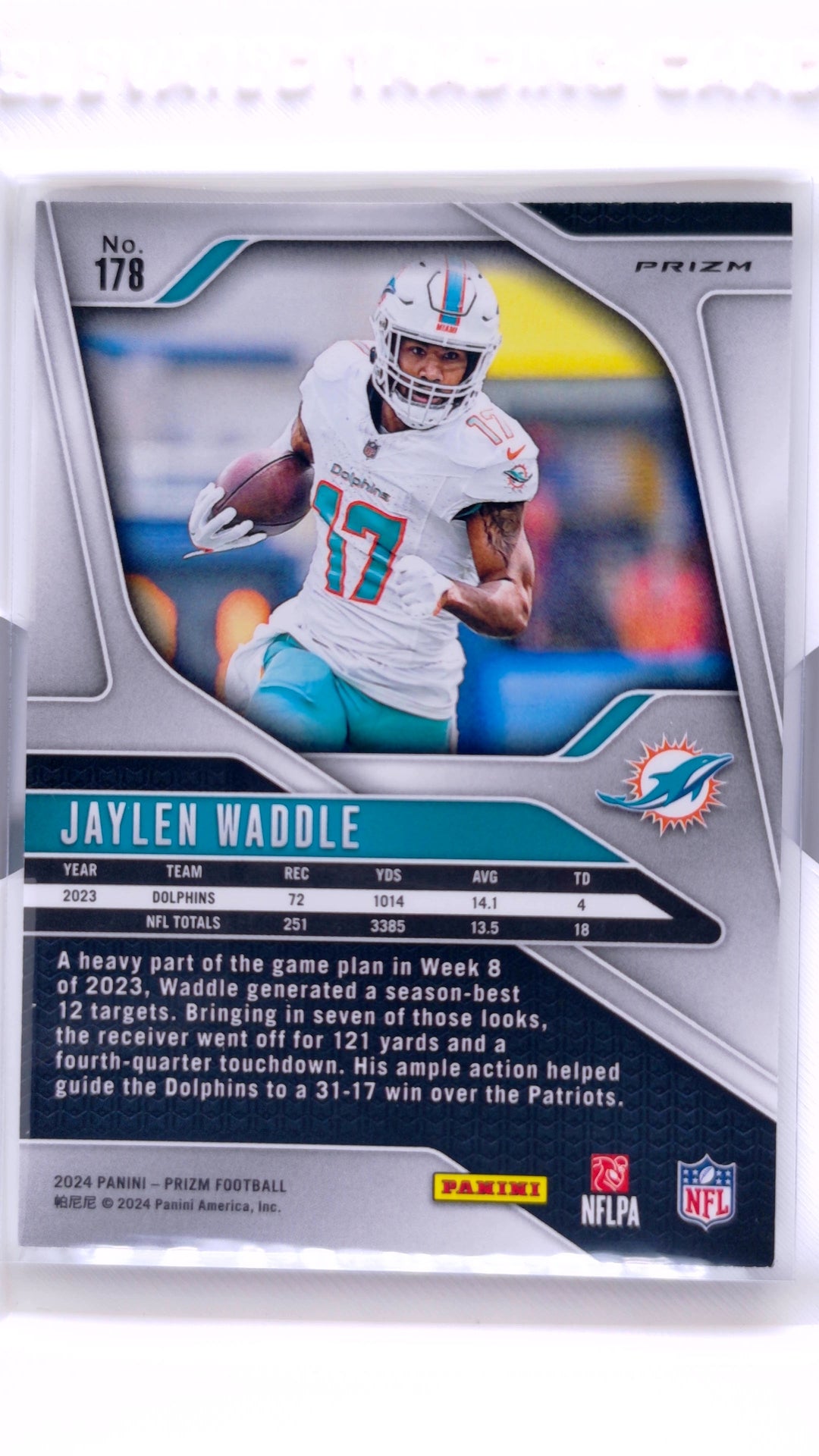#178 Jaylen Waddle No Huddle Prizm - back