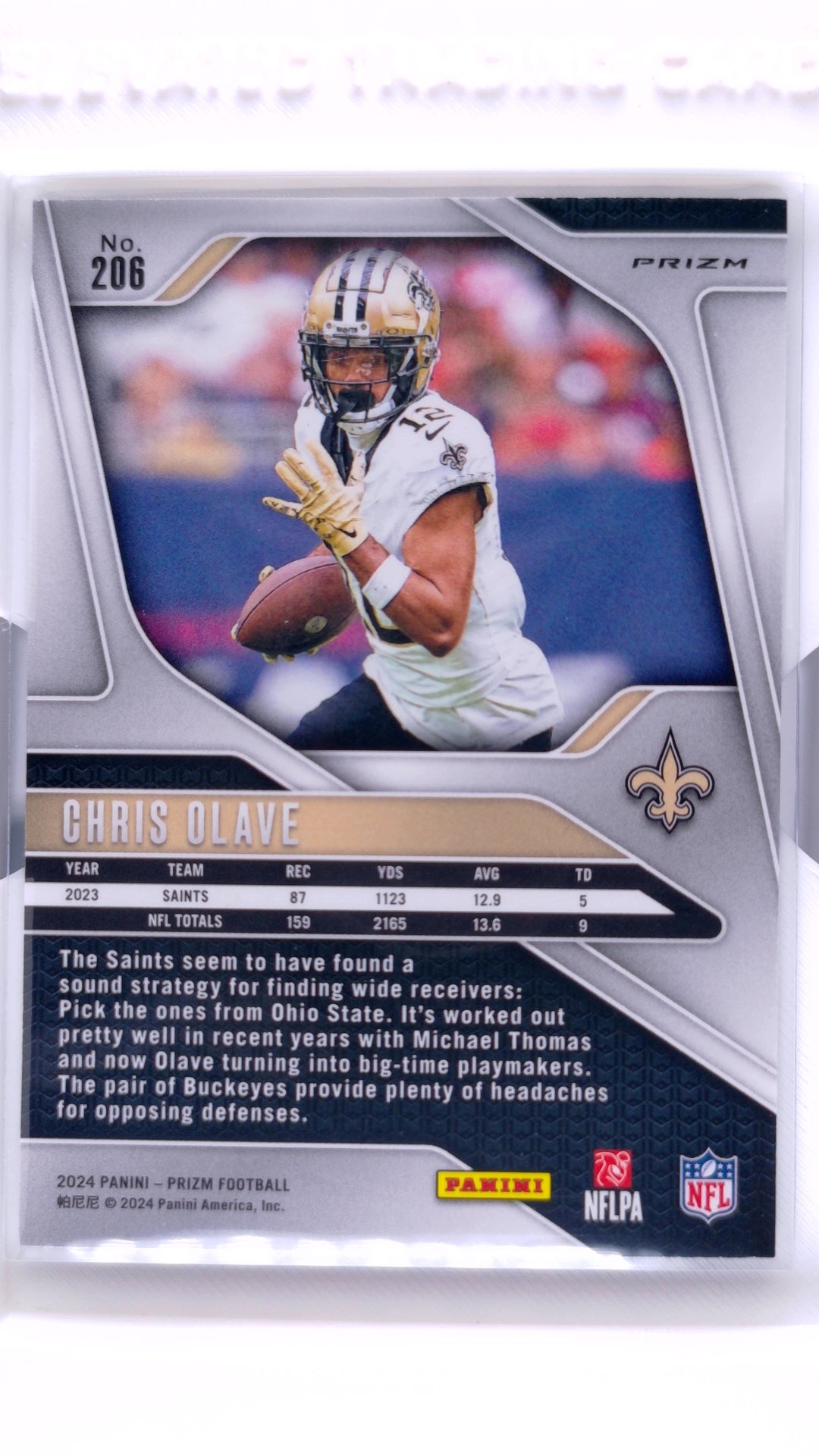 #206 Chris Olave Black And White Checker Prizm - back