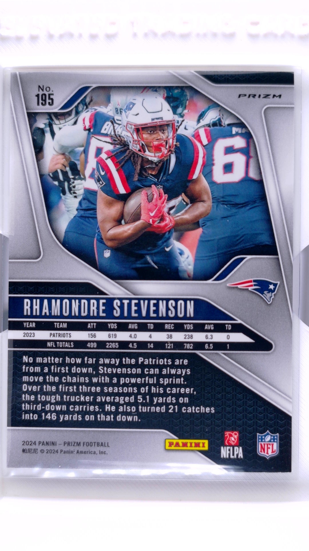 #195 Rhamondre Stevenson Black And White Checker Prizm - back