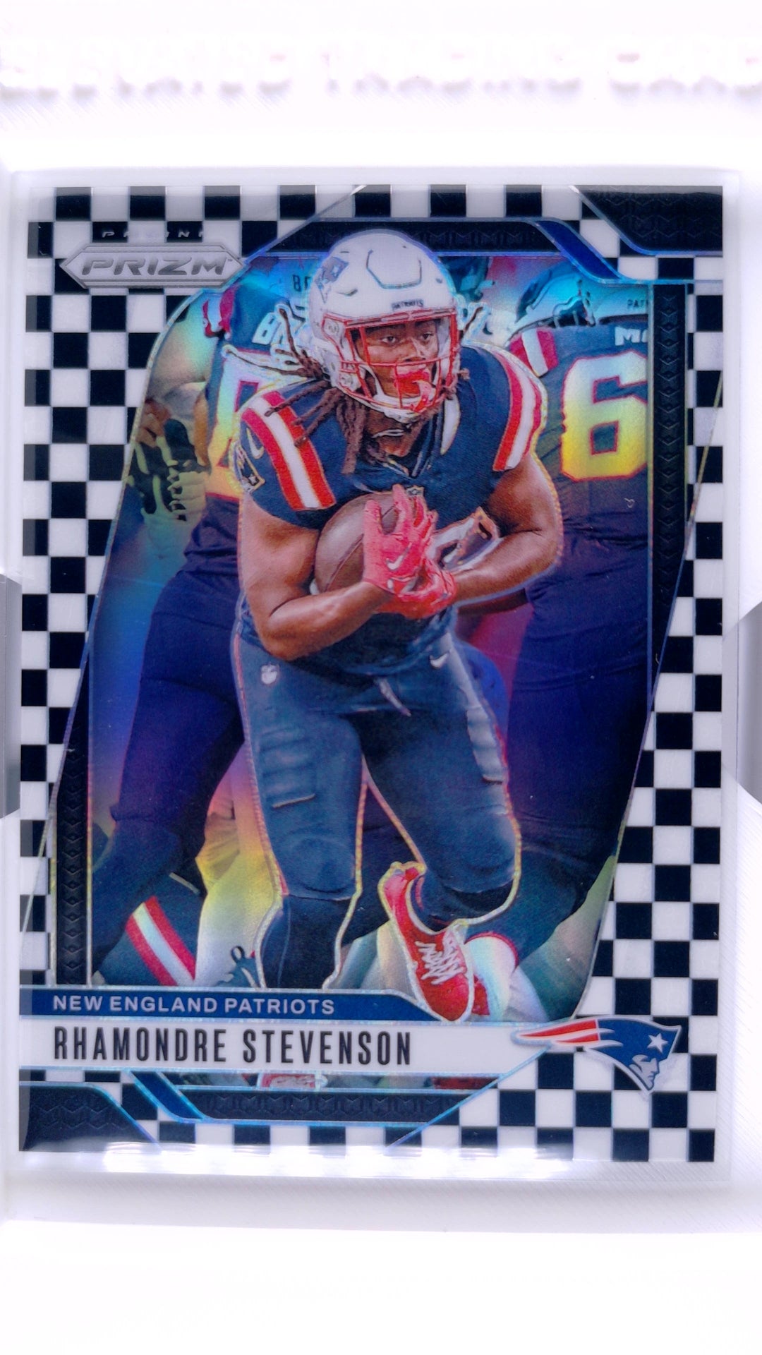 #195 Rhamondre Stevenson Black And White Checker Prizm - front