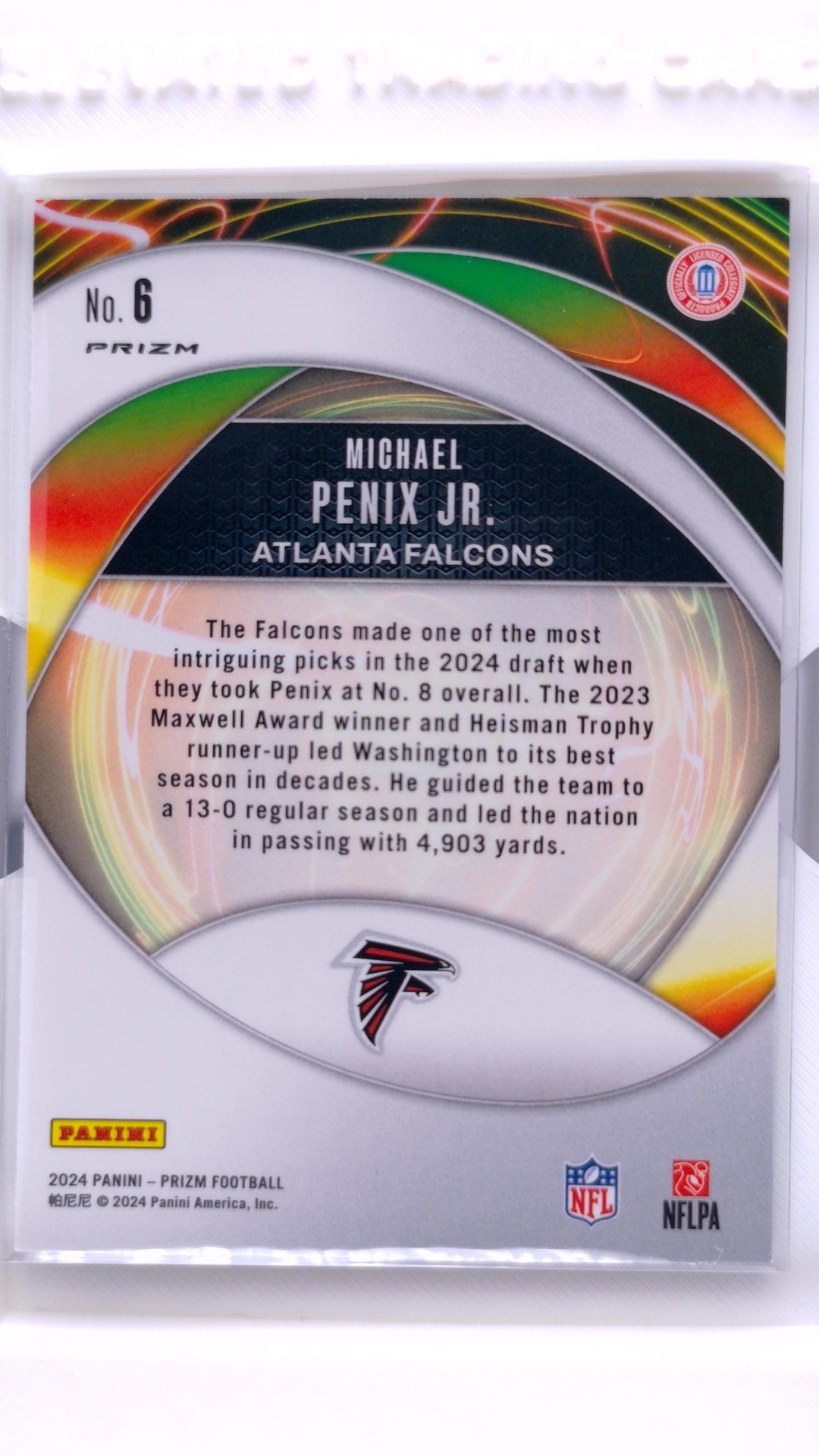 #6 Michael Penix Jr. Rookie Portals No Huddle Prizm - back