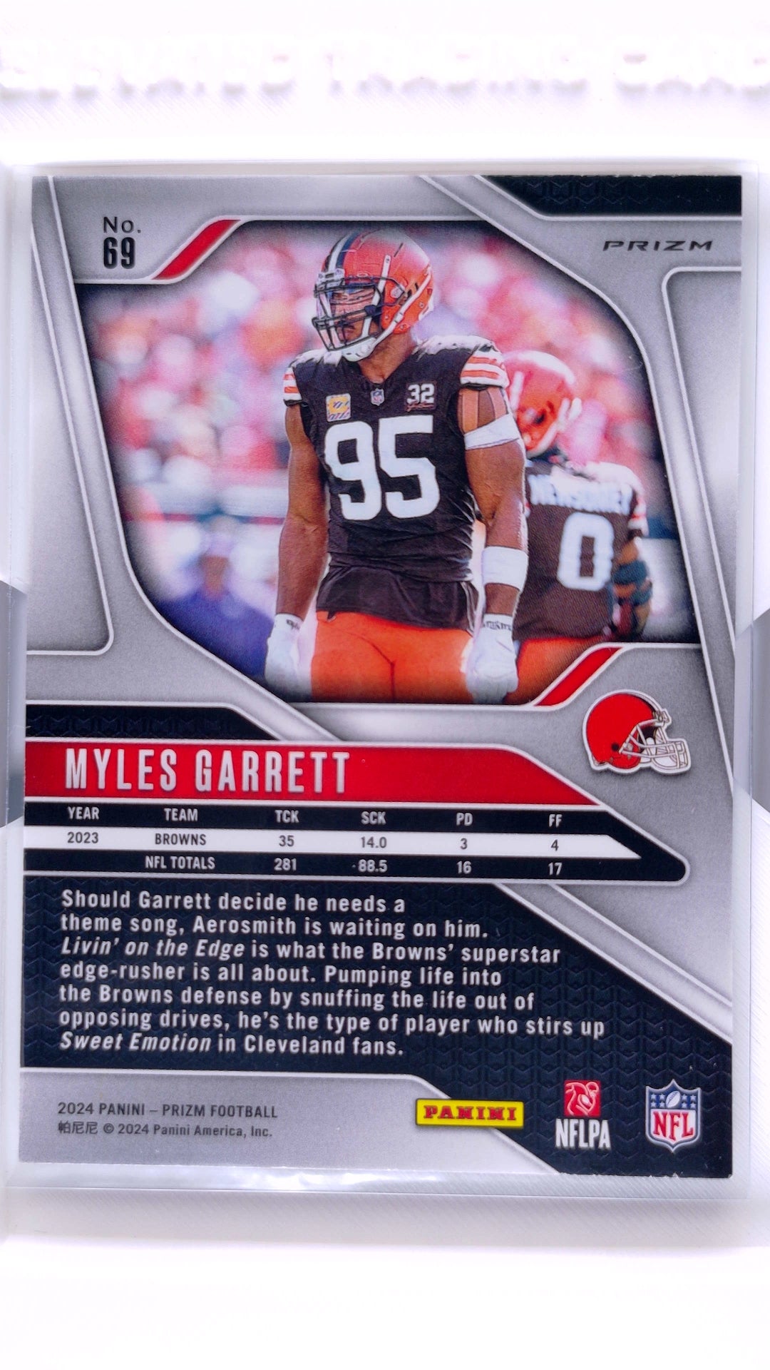 #69 Myles Garrett Silver Prizm - back