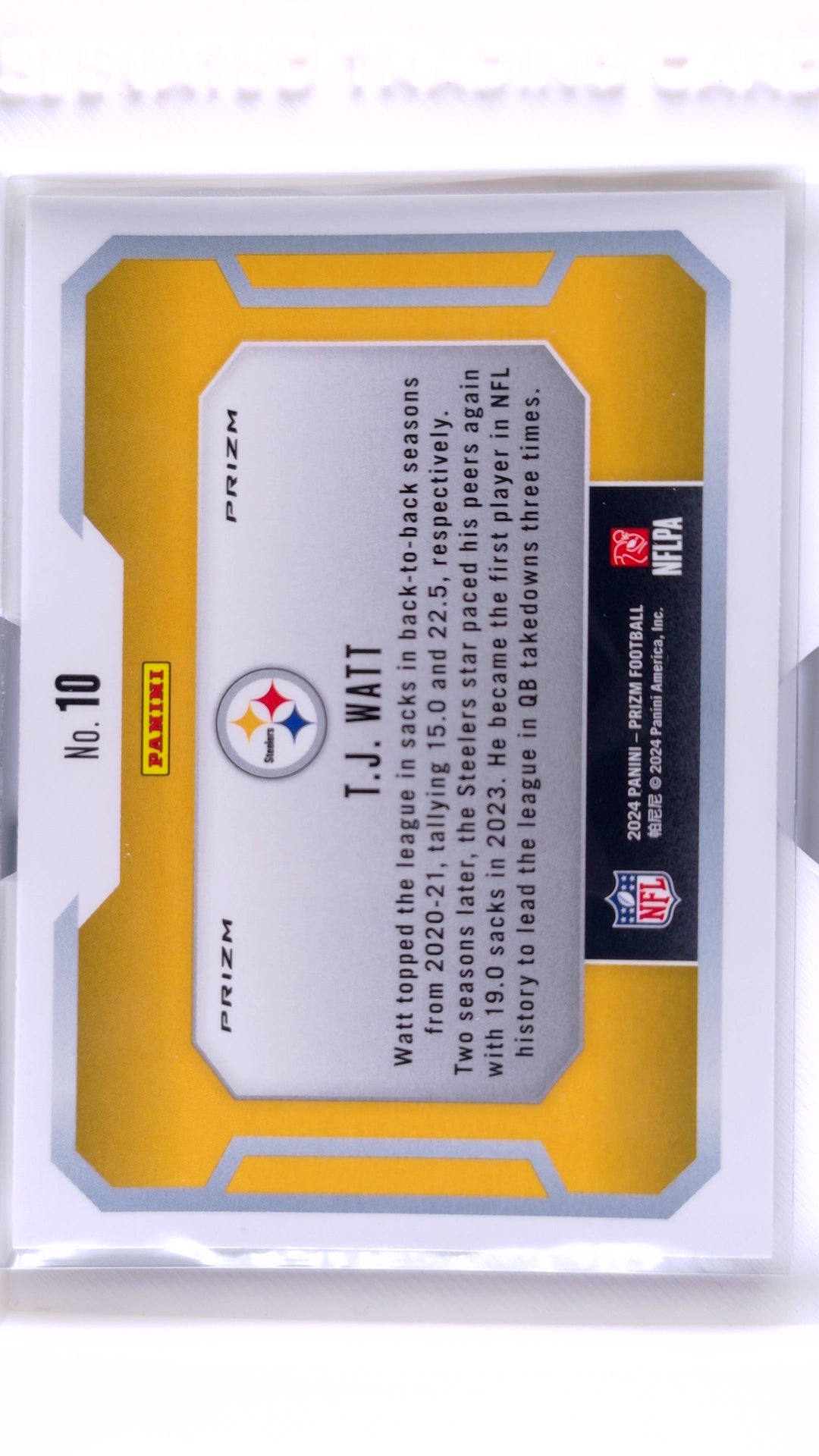#10 T.J. Watt Lockdown! No Huddle Prizm - back
