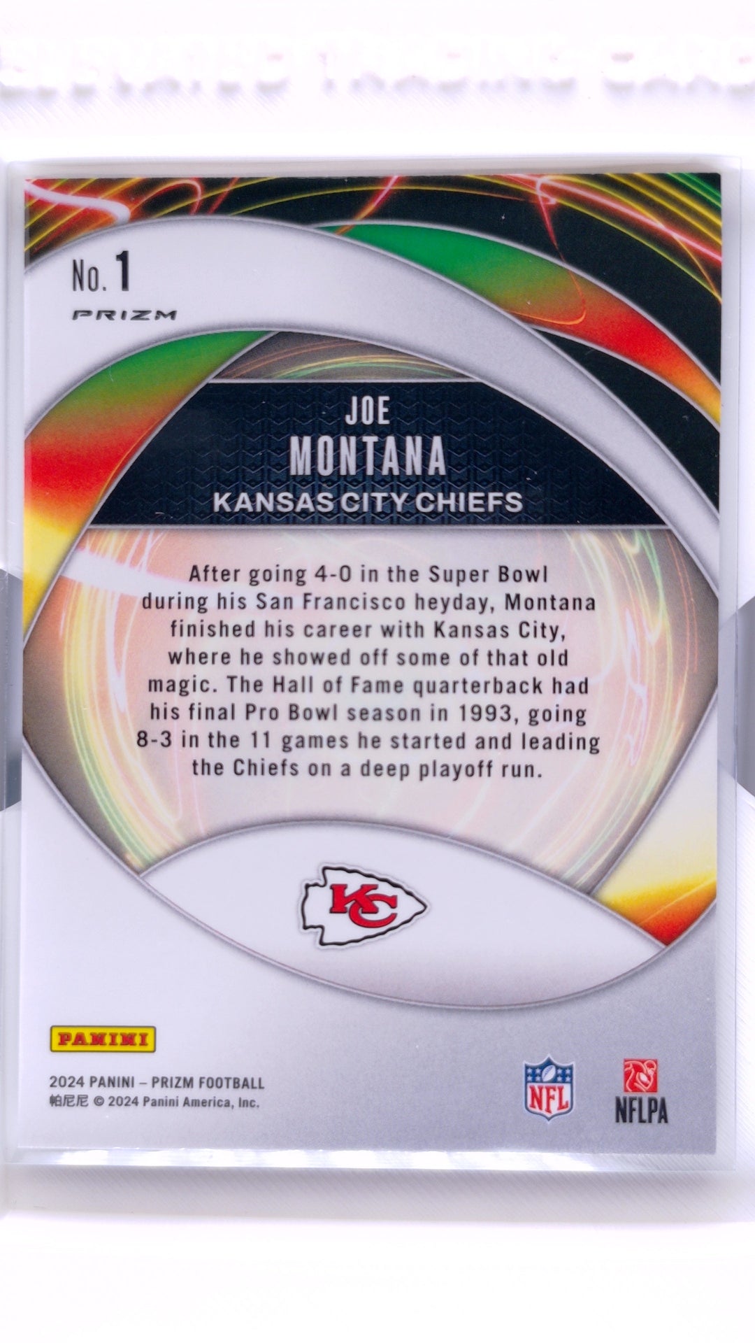 #1 Joe Montana Portals Green Ice Prizm - back