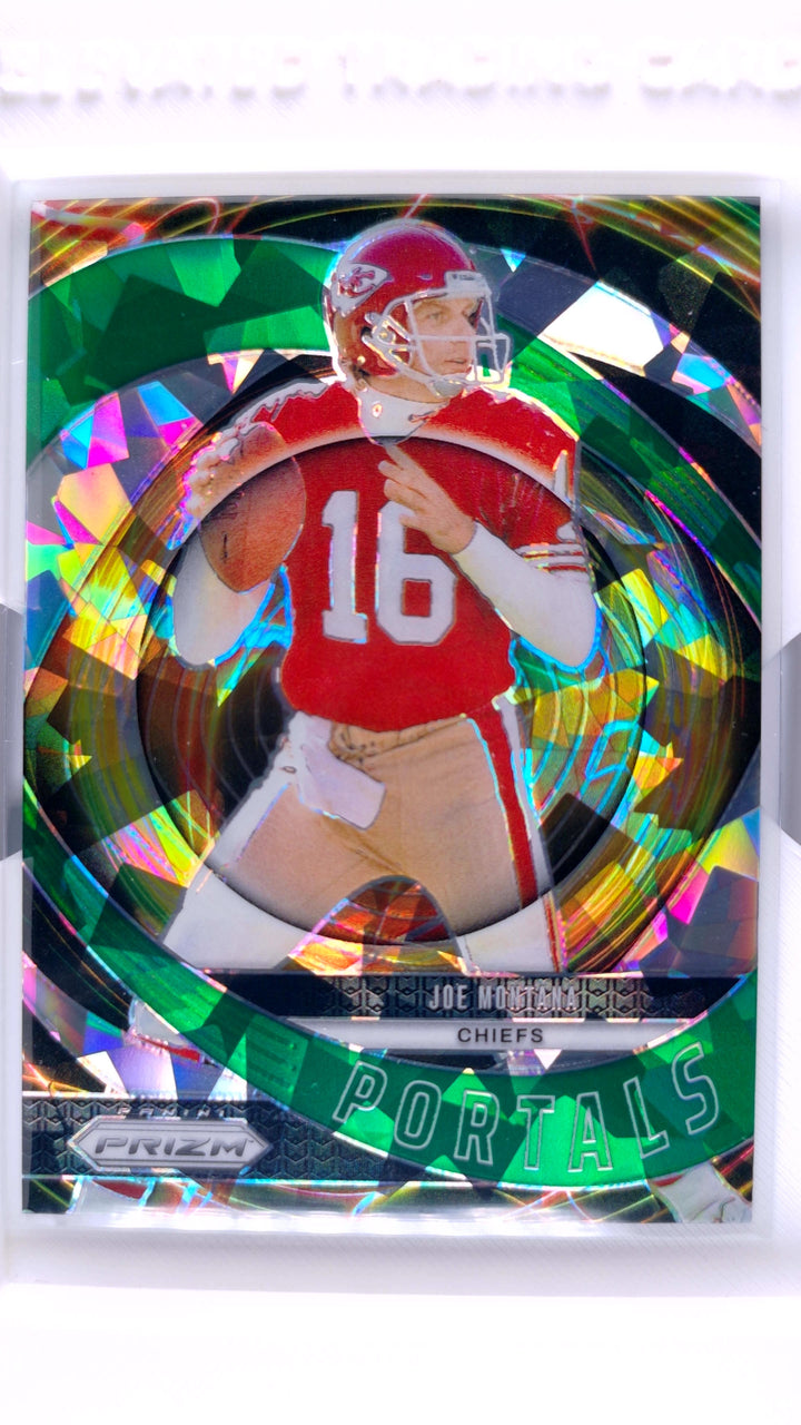 2024 Panini Prizm Football Joe Montana #1 Portals Green Ice Prizm — Front