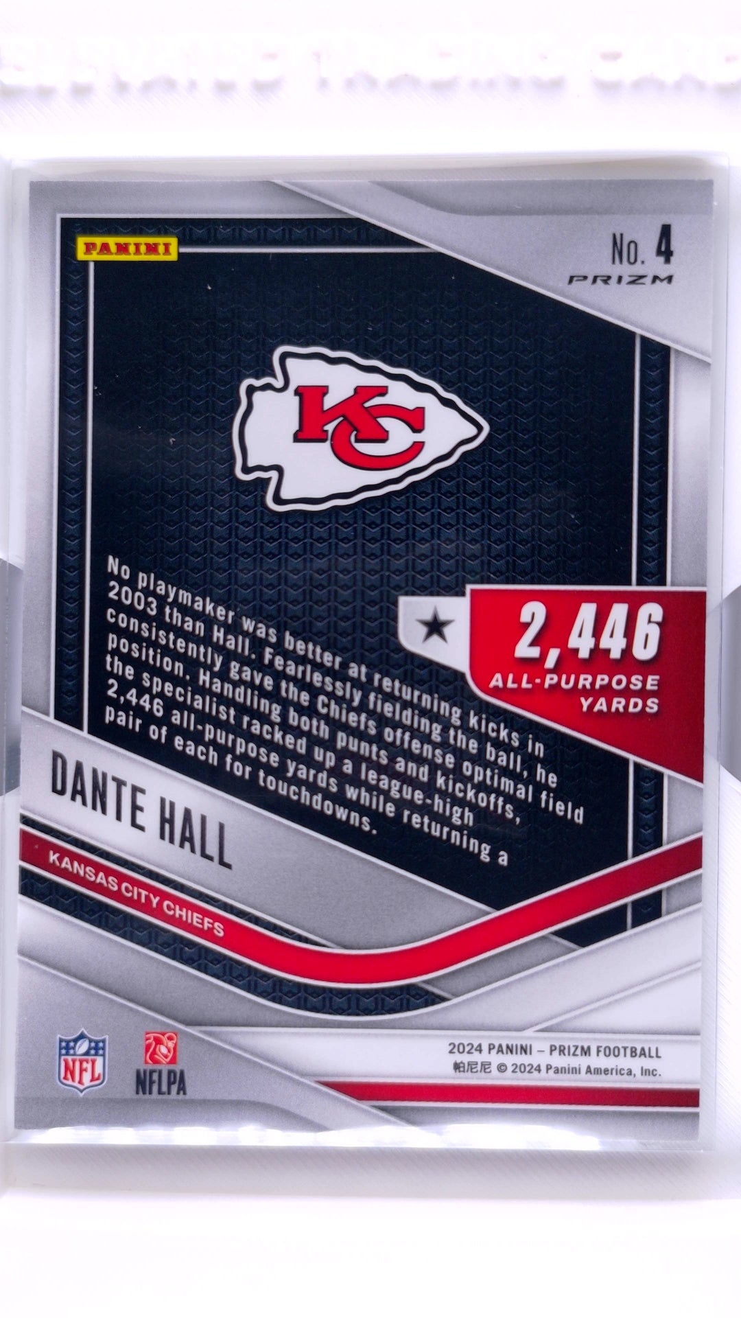 #4 Dante Hall All Purpose No Huddle Prizm - back