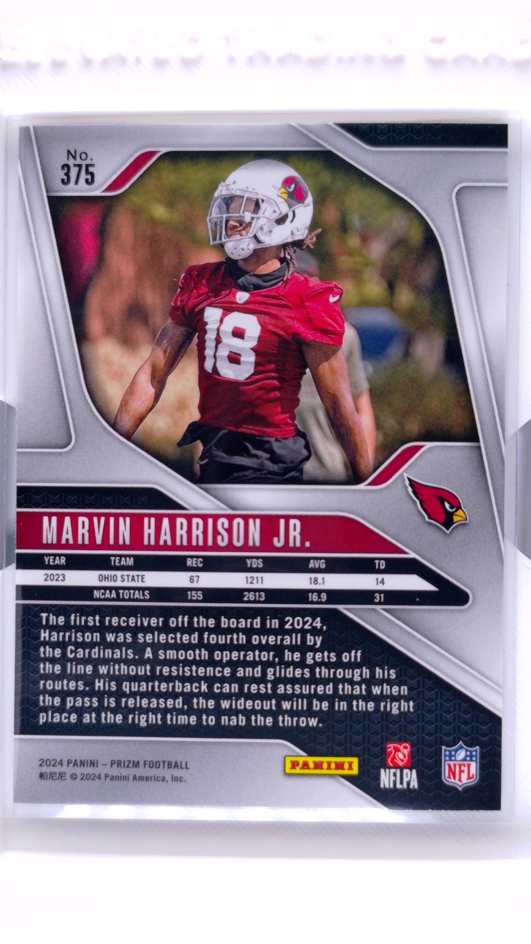 #375 Marvin Harrison Jr. Rookie - back