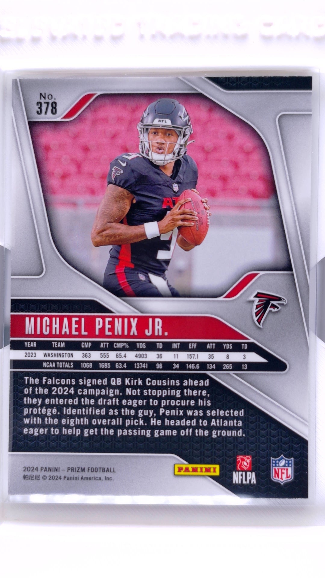 #378 Michael Penix Jr. Rookie - back