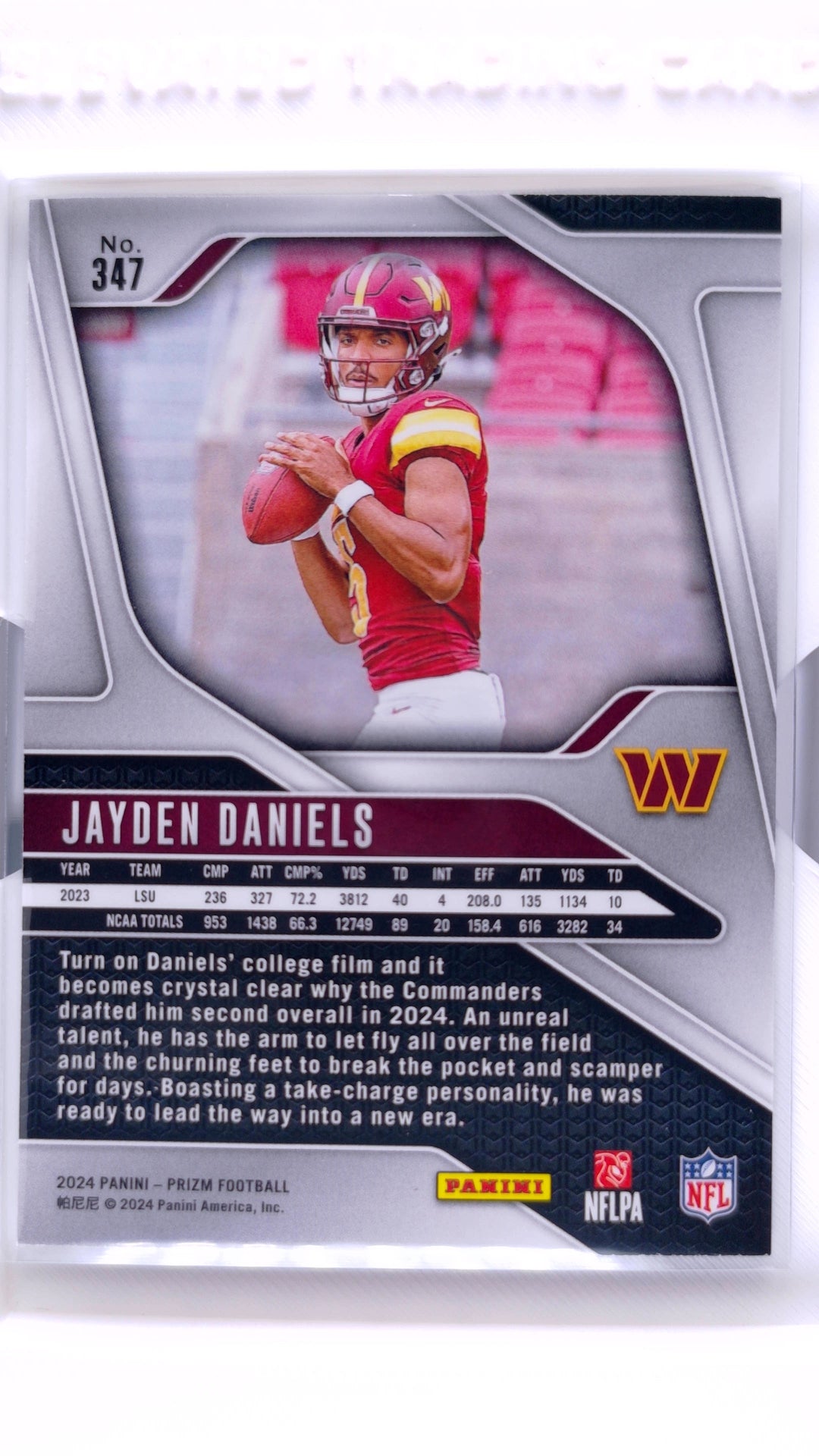 #347 Jayden Daniels Rookie - back