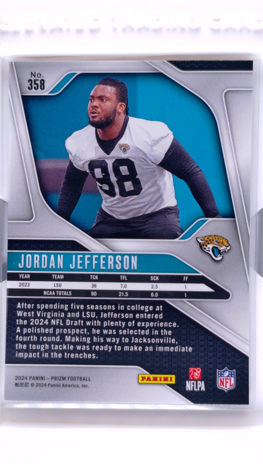 #358 Jordan Jefferson Rookie - back