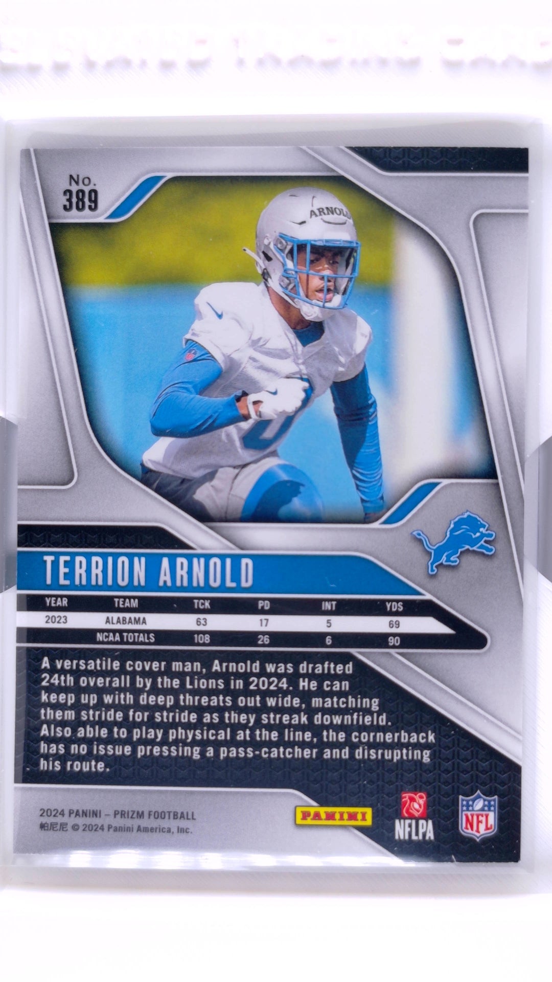 #389 Terrion Arnold Rookie - back