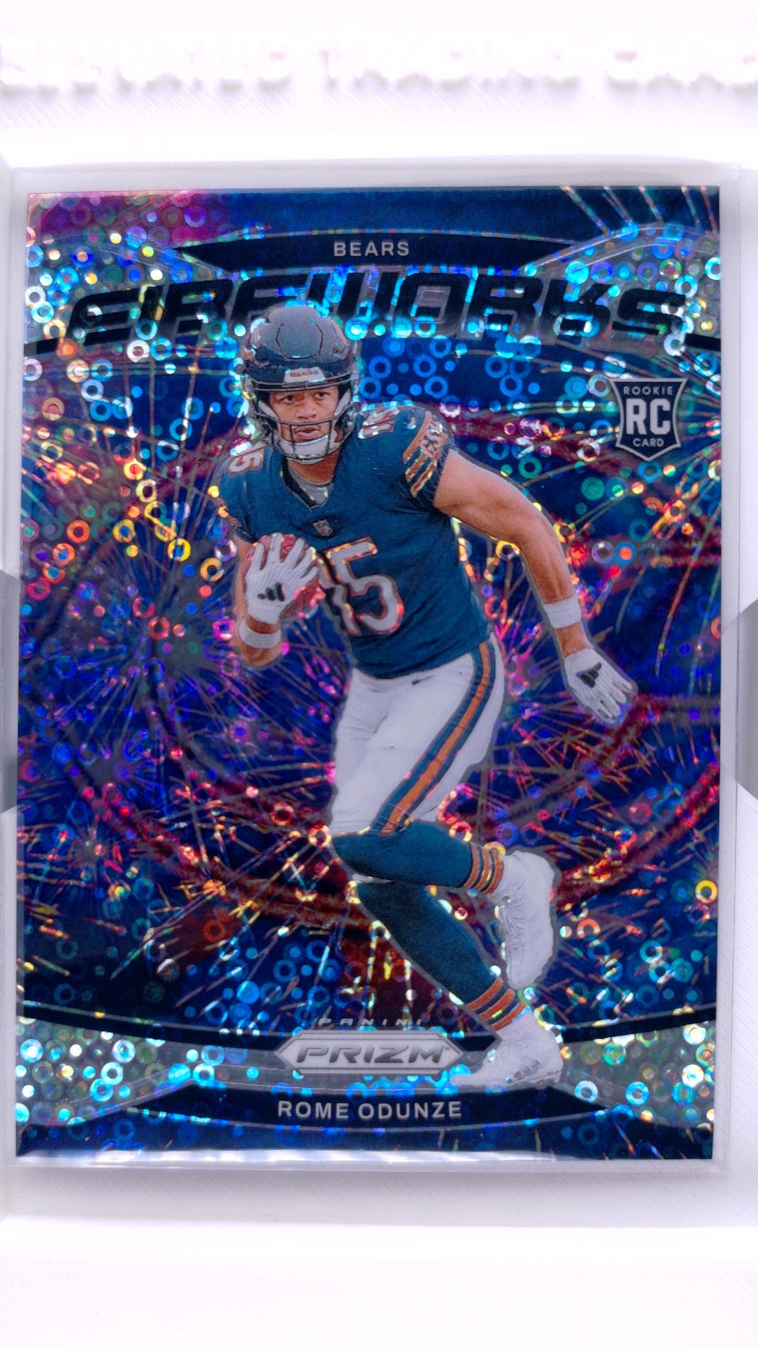 #19 Rome Odunze Rookie Fireworks No Huddle Prizm - front