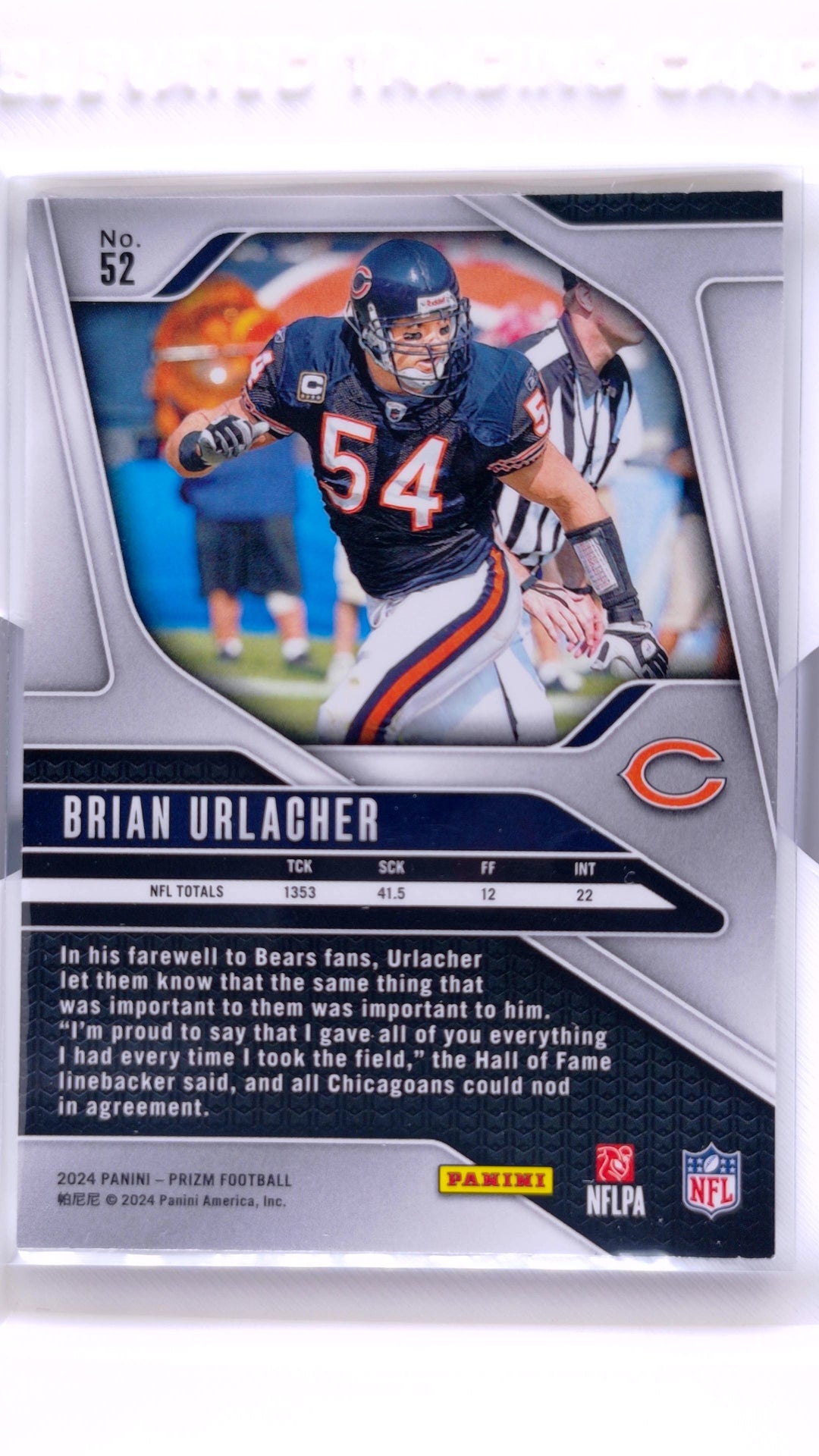 #52 Brian Urlacher - back