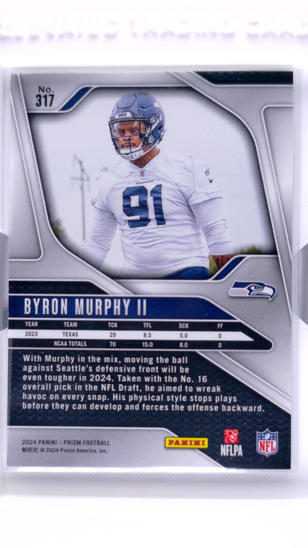#317 Byron Murphy II Rookie - back