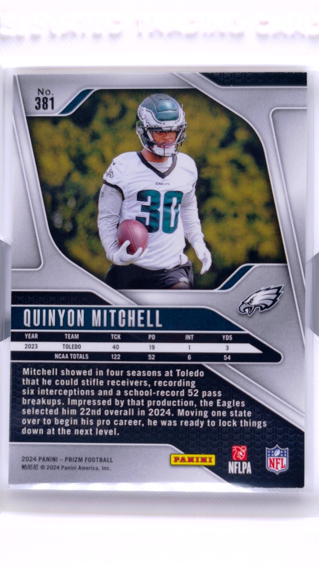 #381 Quinyon Mitchell Rookie - back