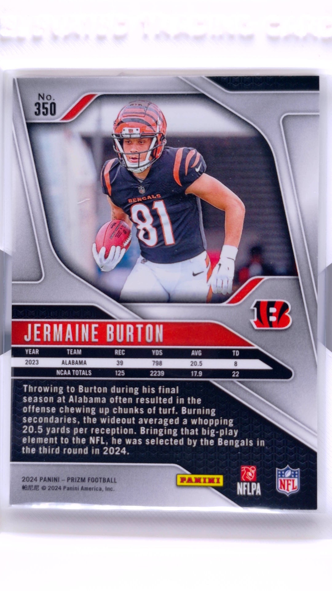 #350 Jermaine Burton Rookie - back
