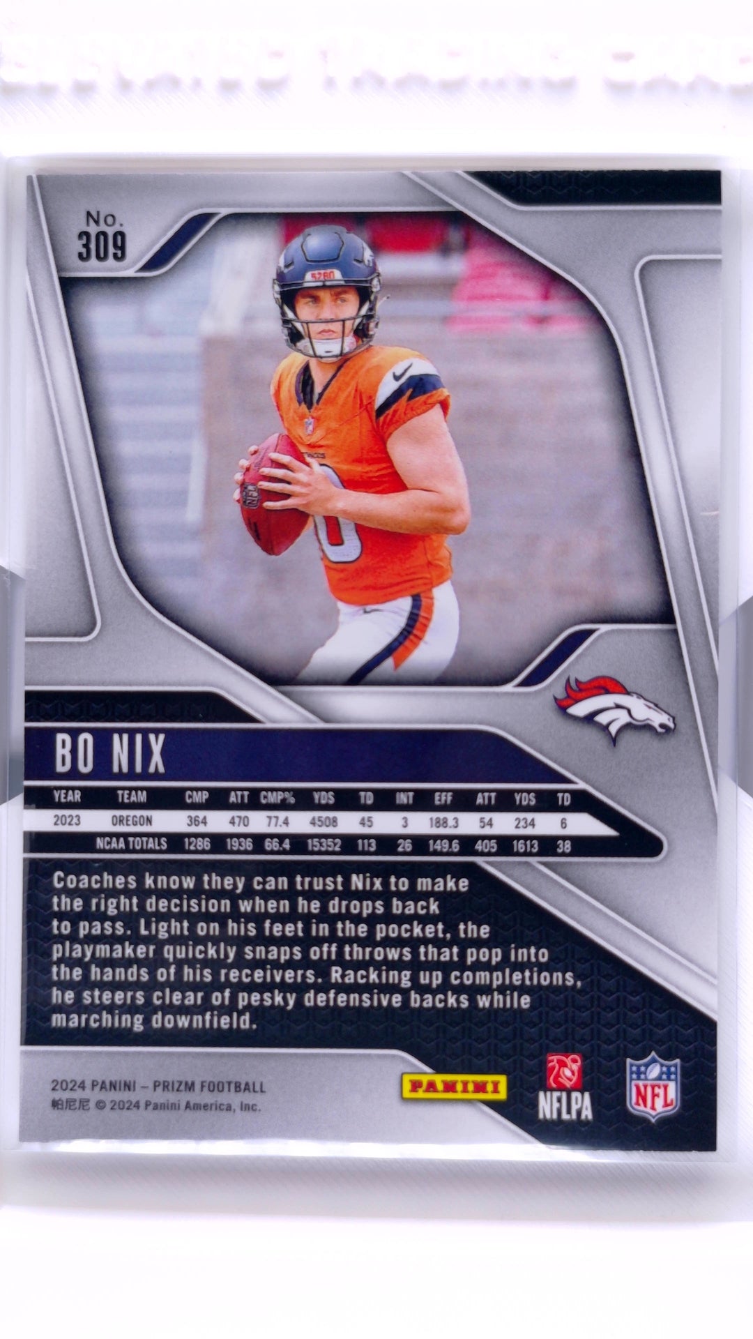 #309 Bo Nix Rookie - back