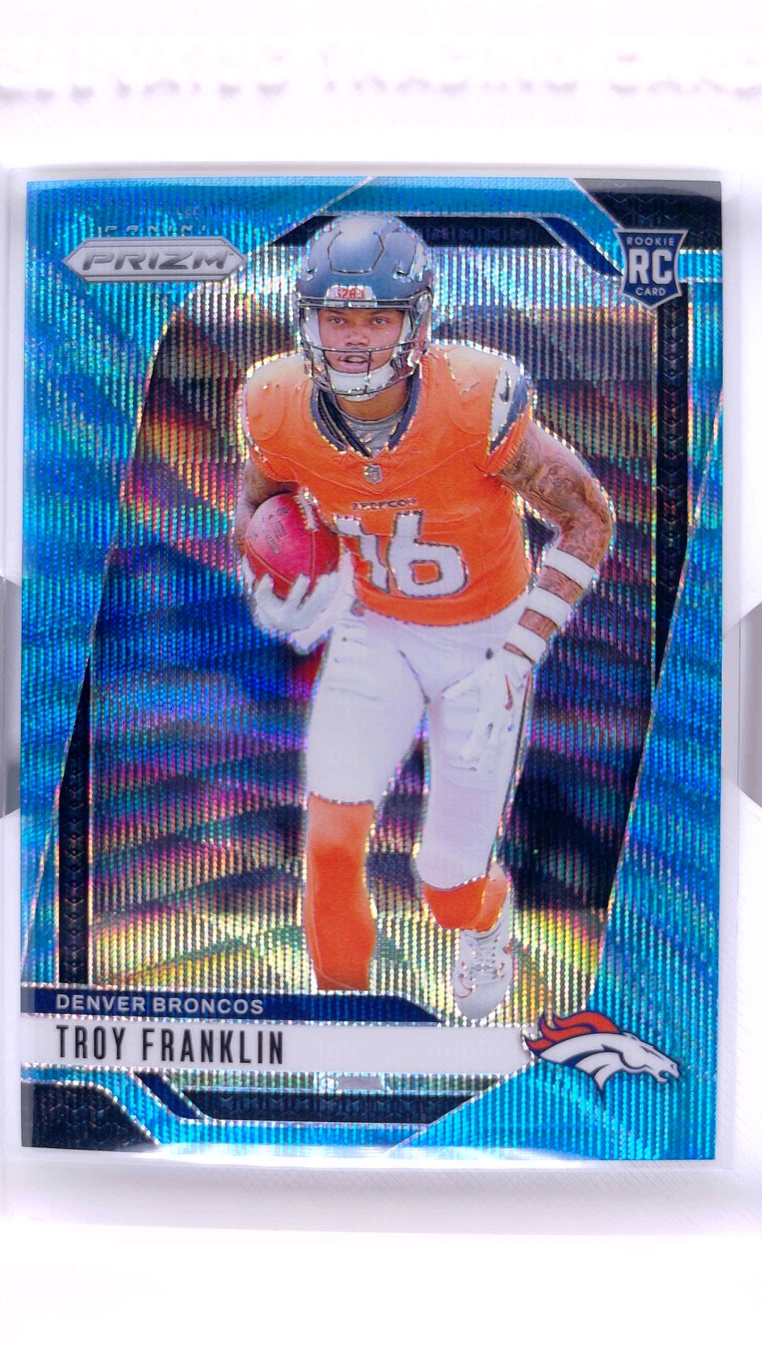 #393 Troy Franklin Rookie Blue Wave Prizm #102/230 - front