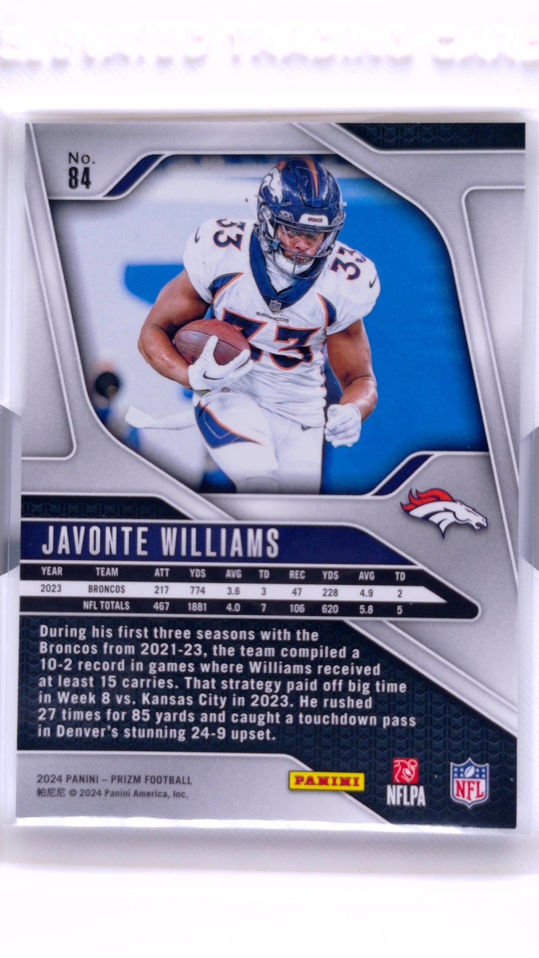 #84 Javonte Williams - back