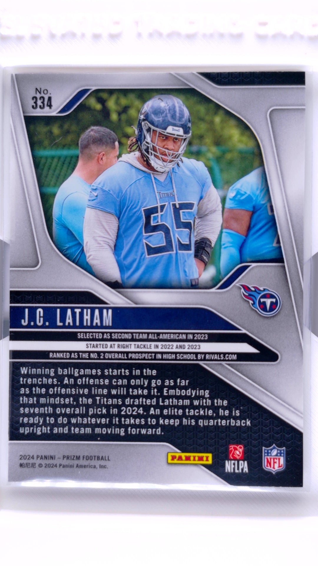 #334 J.C. Latham Rookie - back