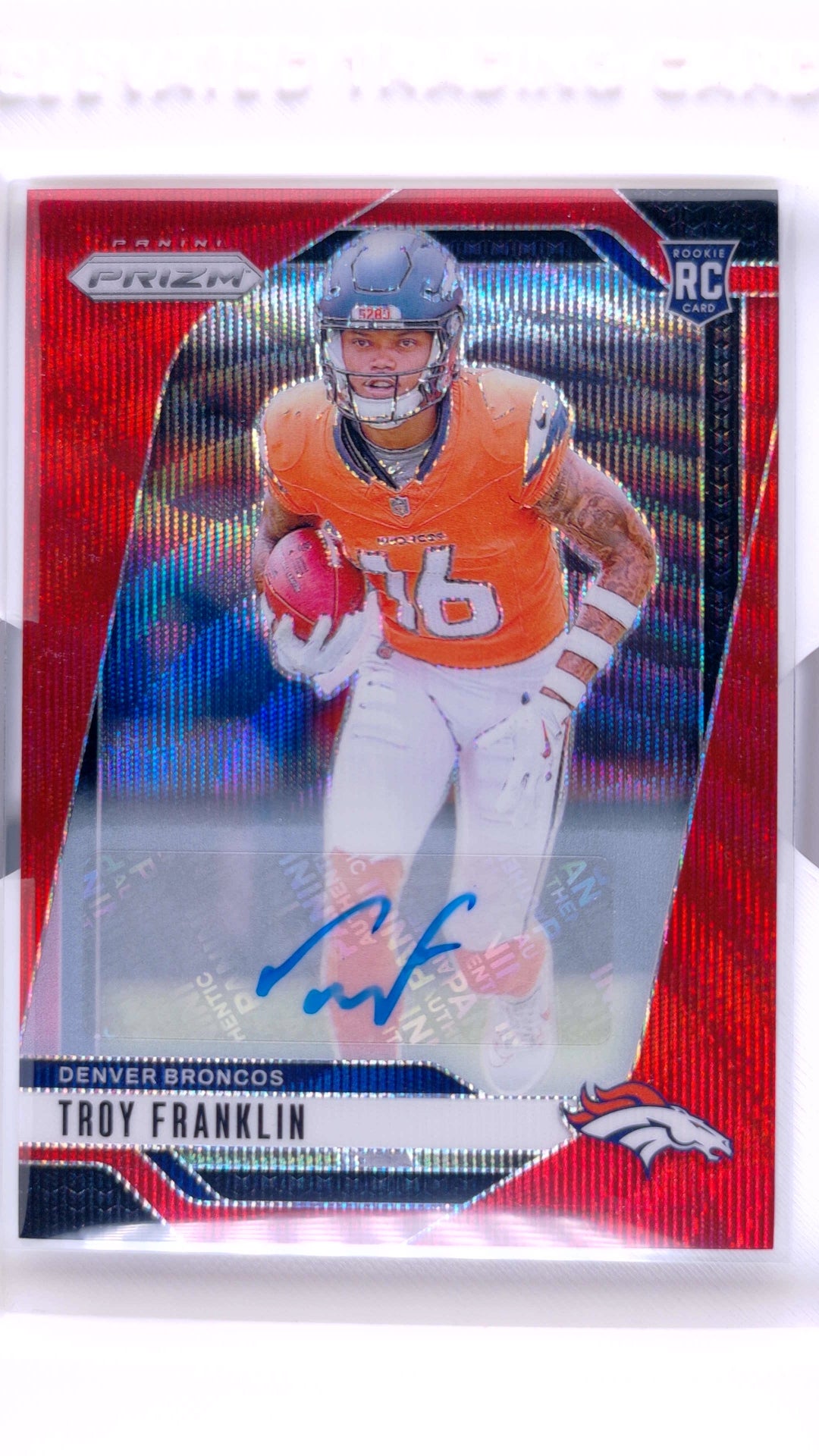 #393 Troy Franklin Rookie Rookie Autographs Prizm Red Wave #66/149 - front