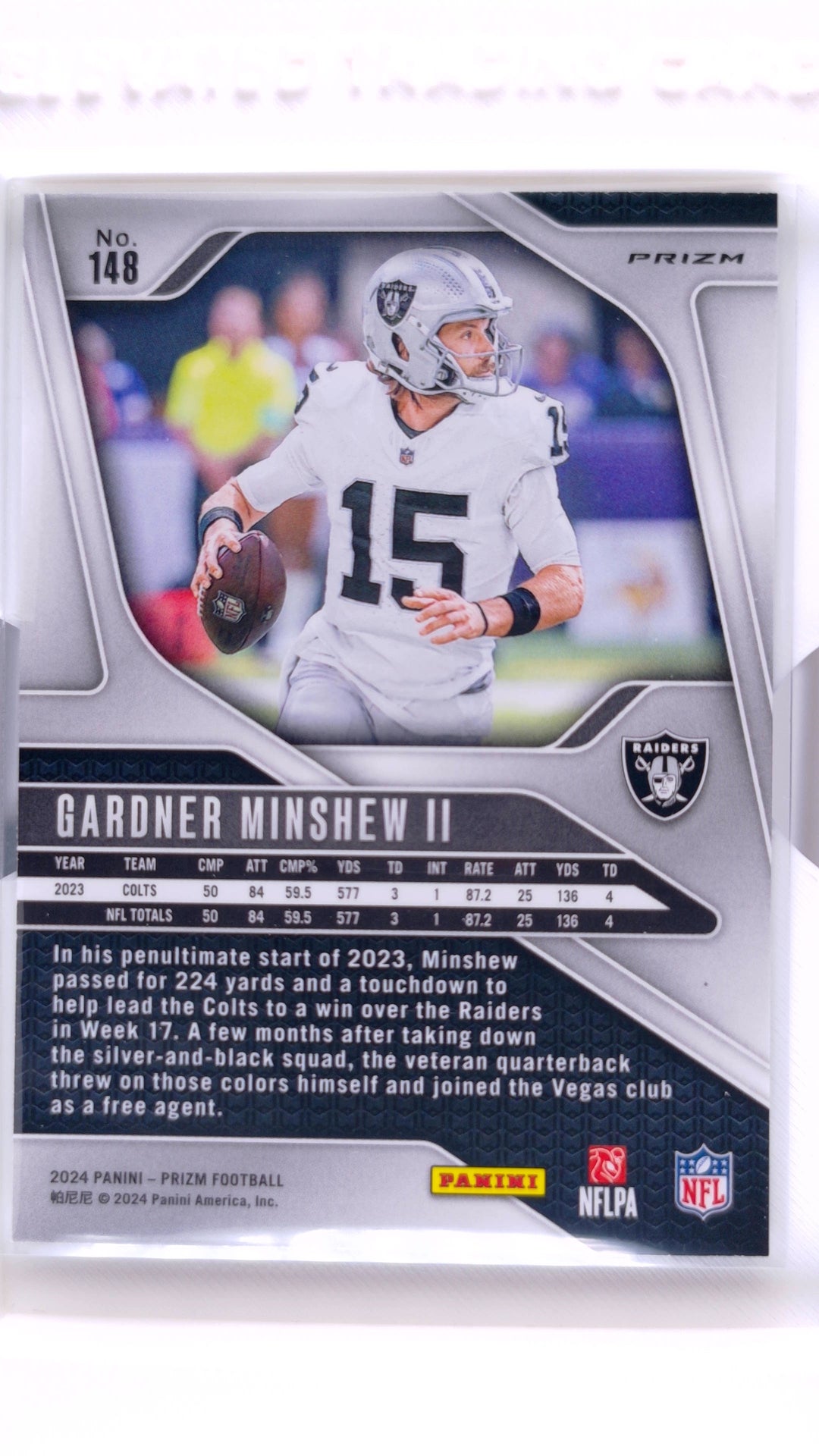 #148 Gardner Minshew II Silver Prizm - back