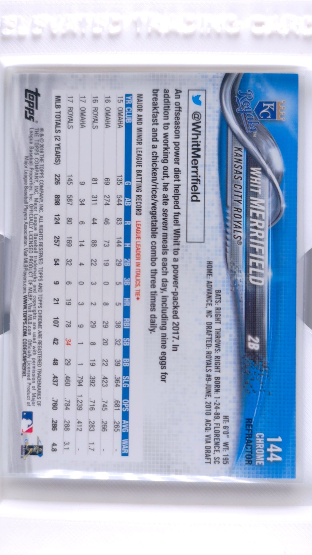 #144 Whit Merrifield Refractor - back