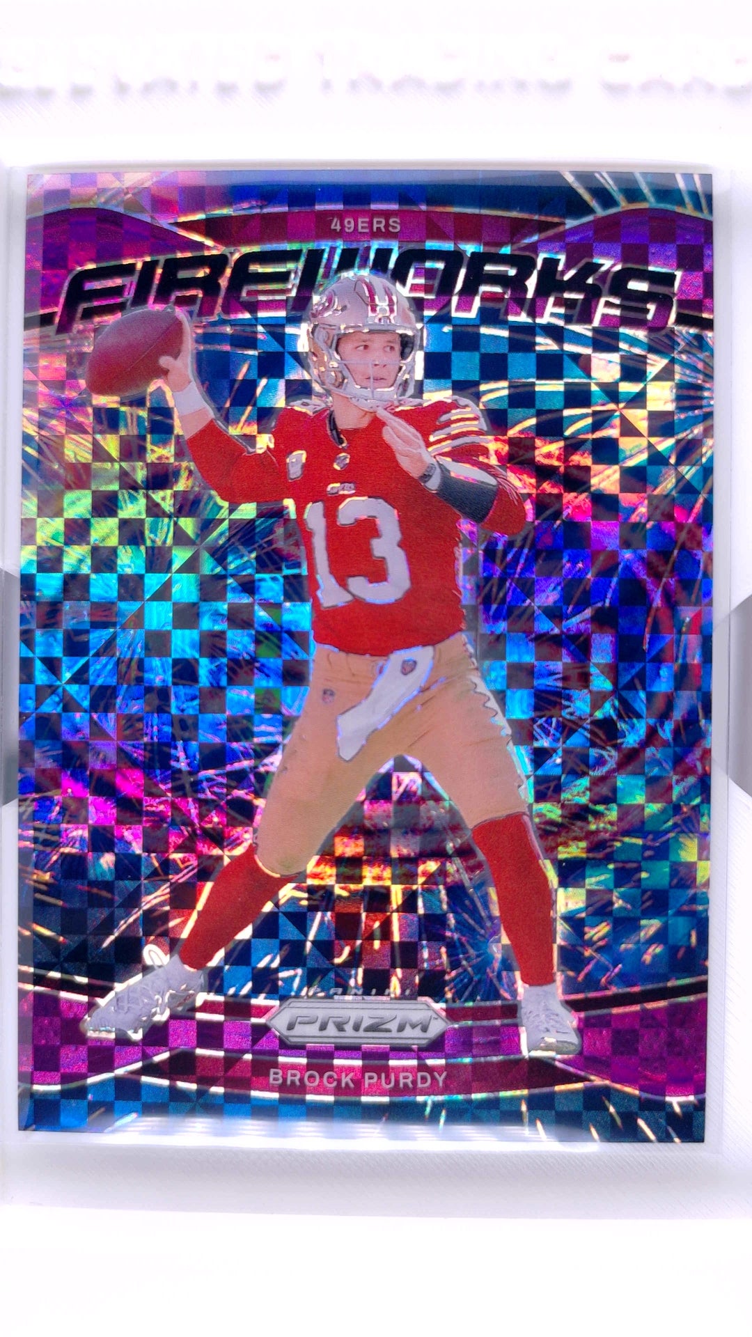 #2 Brock Purdy Fireworks Purple Power Prizm #3/49 - front