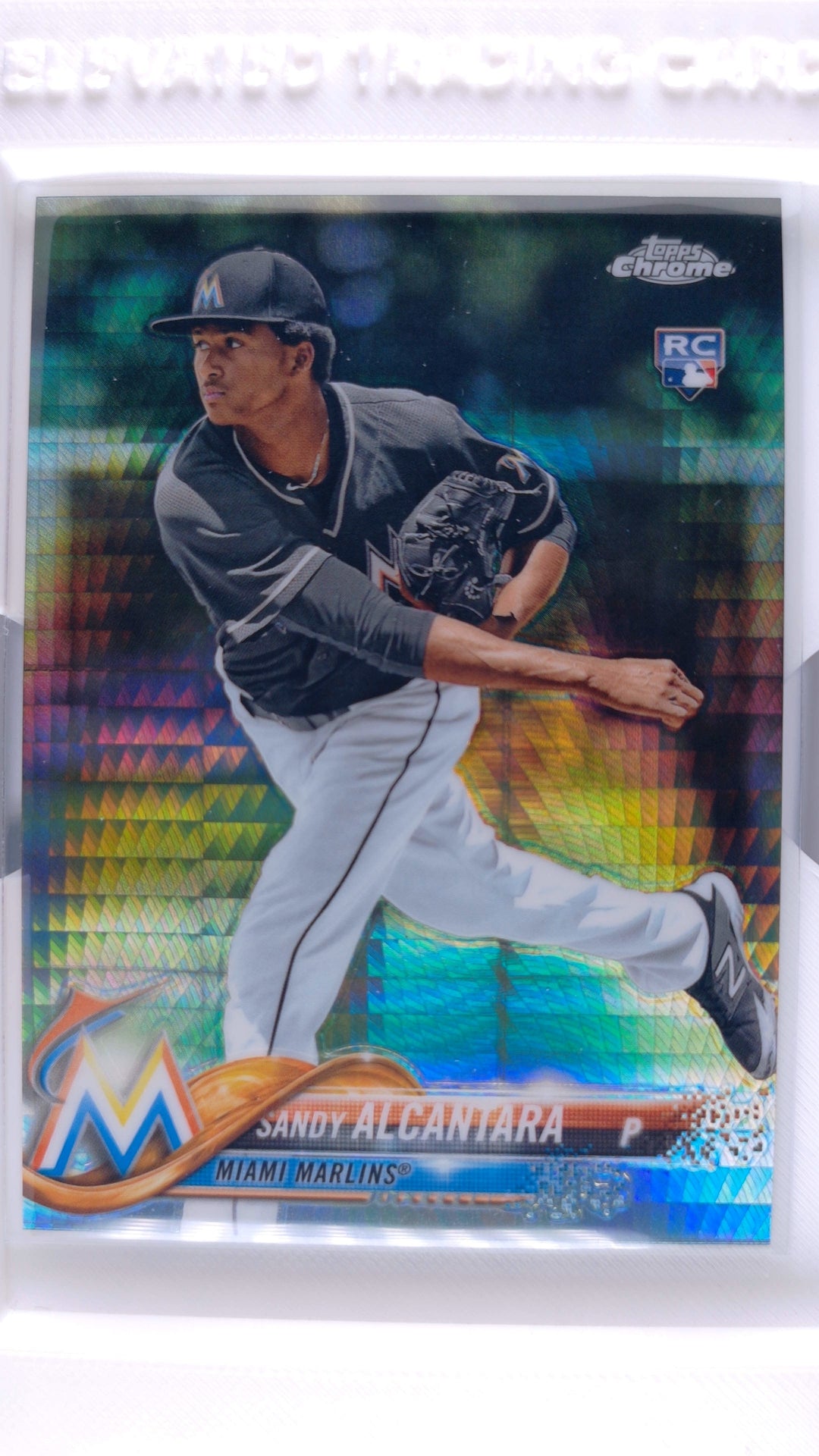 #128 Sandy Alcantara Rookie Prism Refractor - front