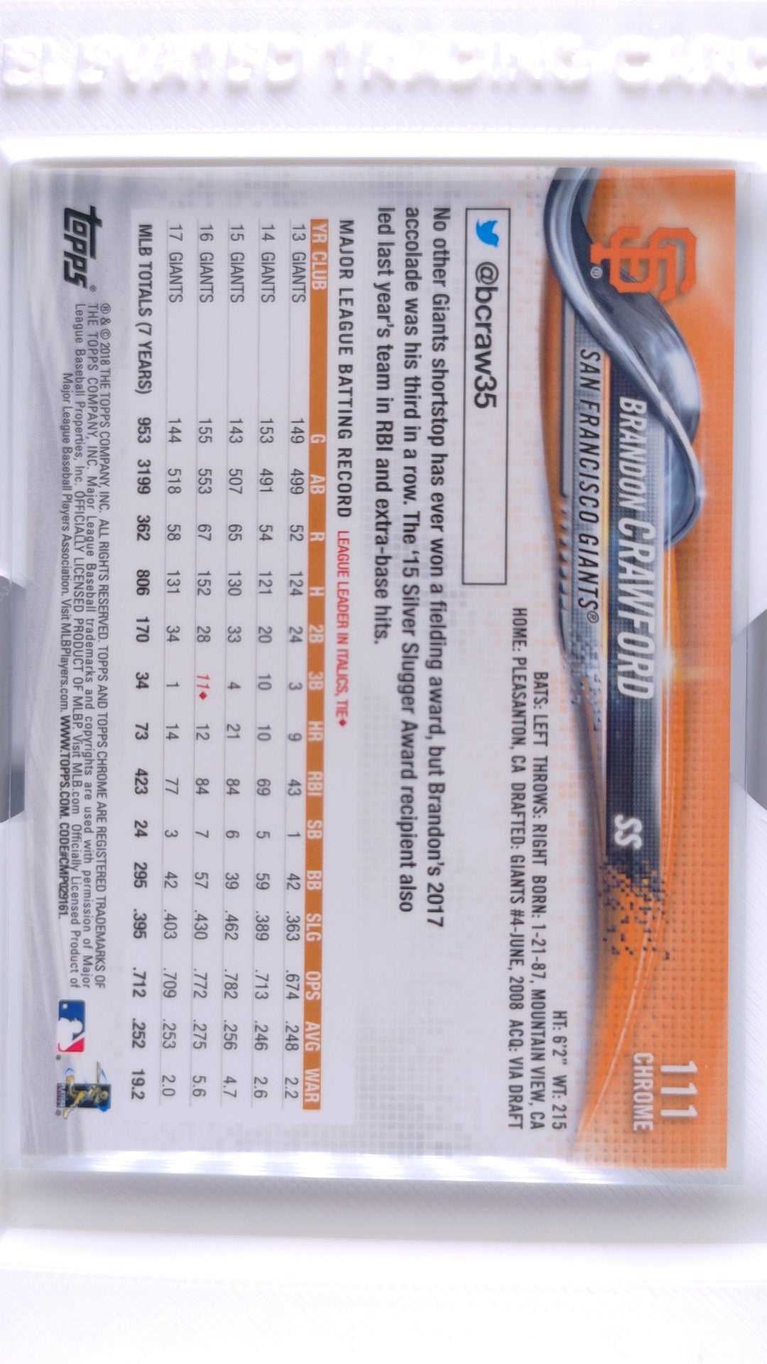 #111 Brandon Crawford Negative Refractor - back