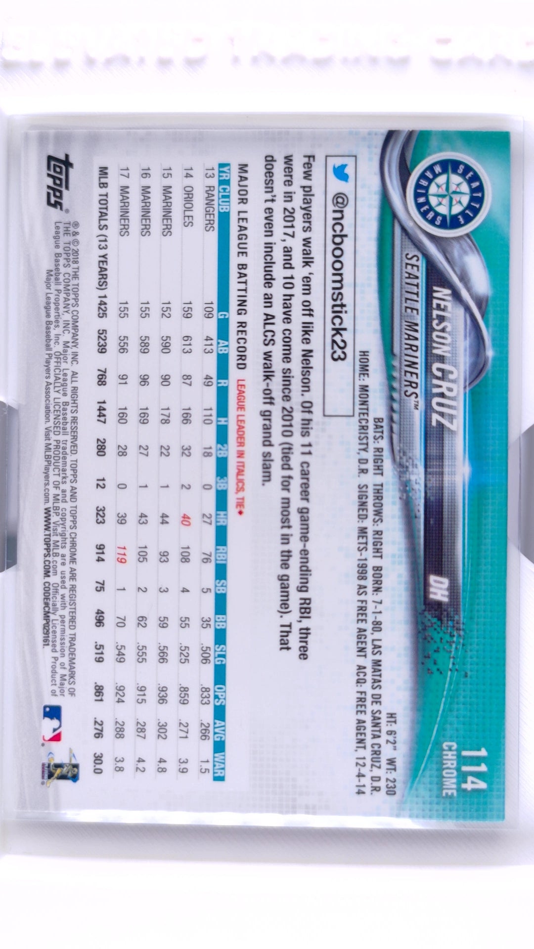 #114 Nelson Cruz - back