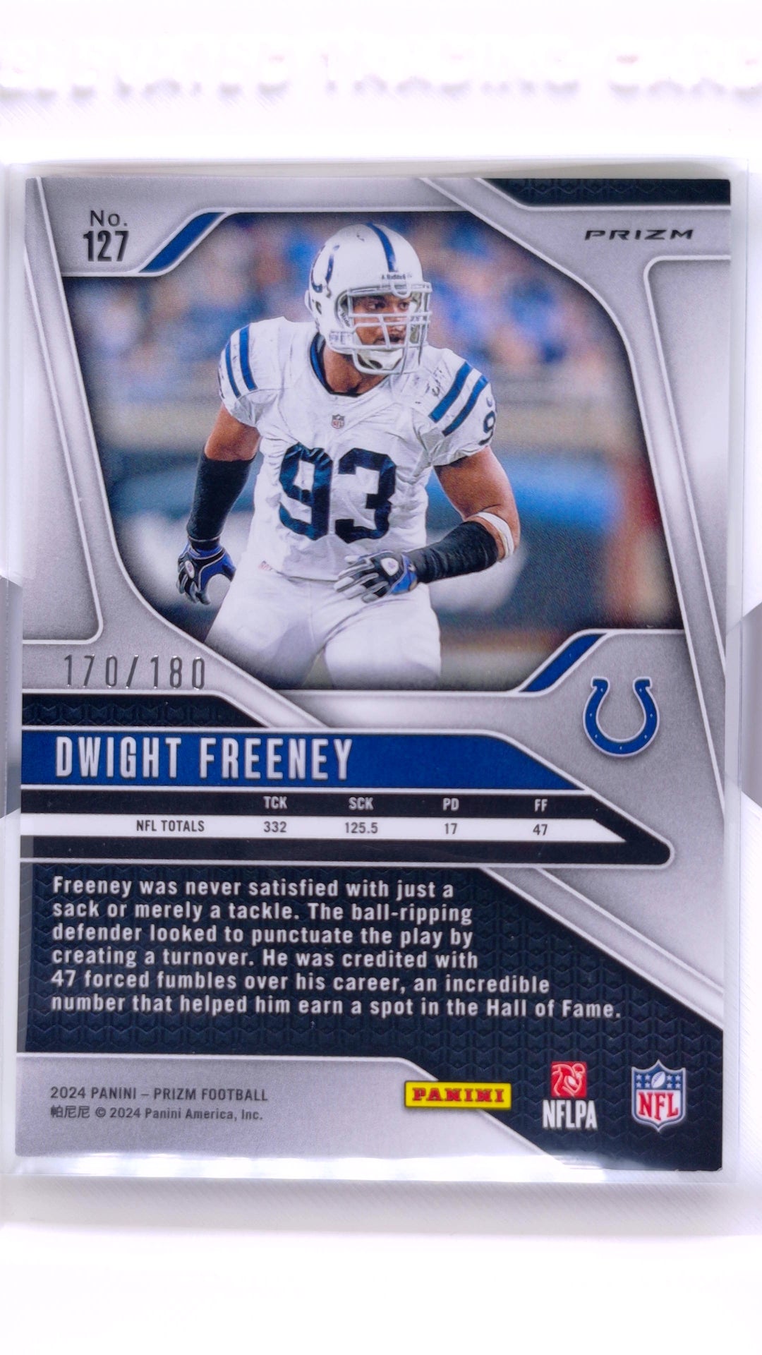 #127 Dwight Freeney Hyper Prizm #170/180 - back
