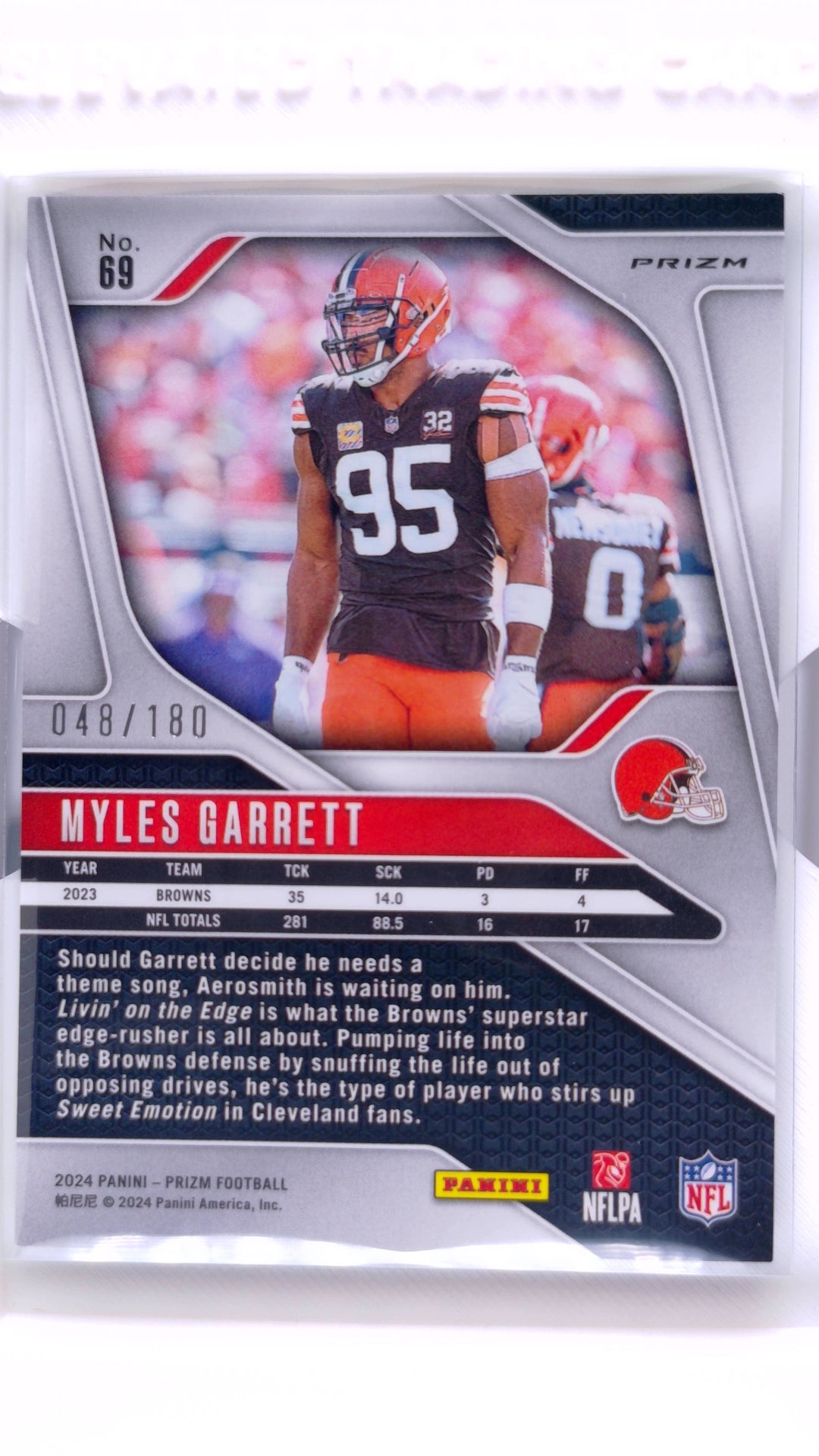 #69 Myles Garrett Hyper Prizm #48/180 - back