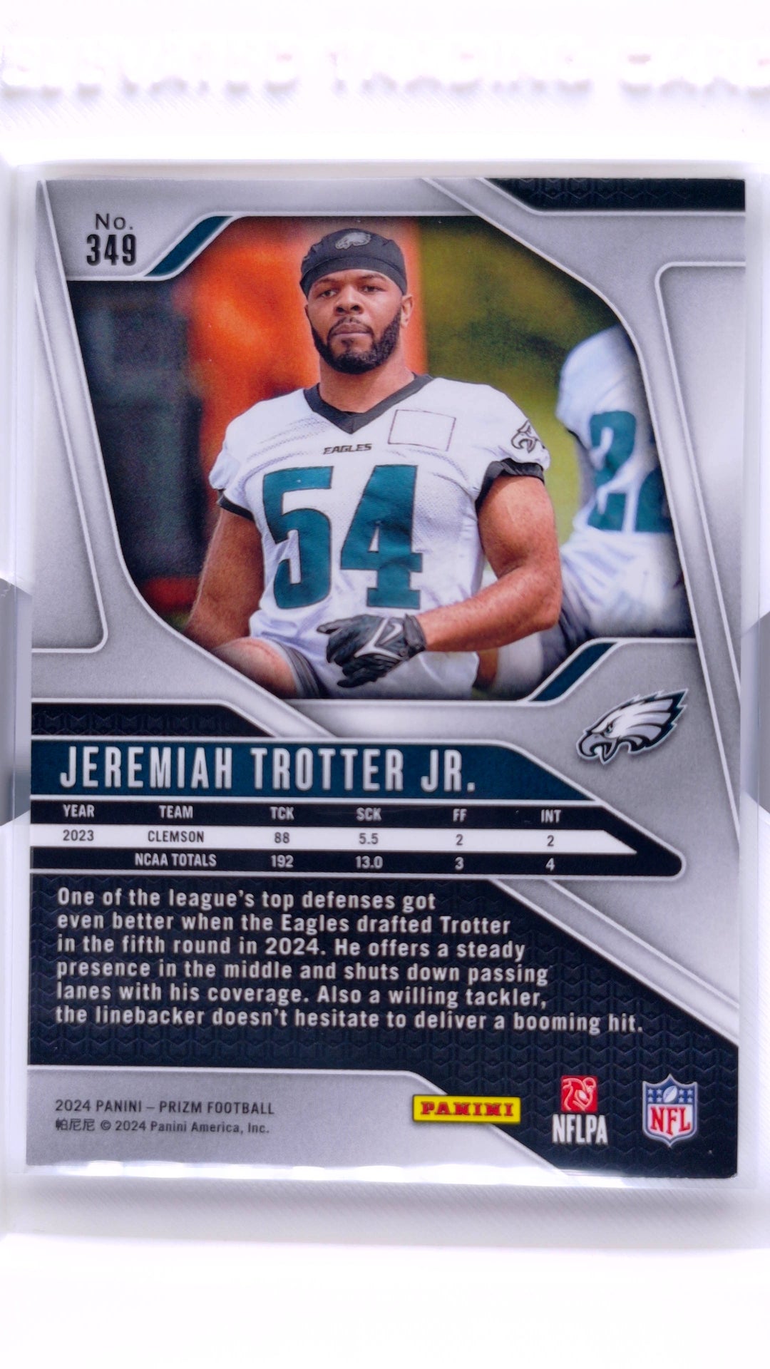 #349 Jeremiah Trotter Jr. Rookie - back