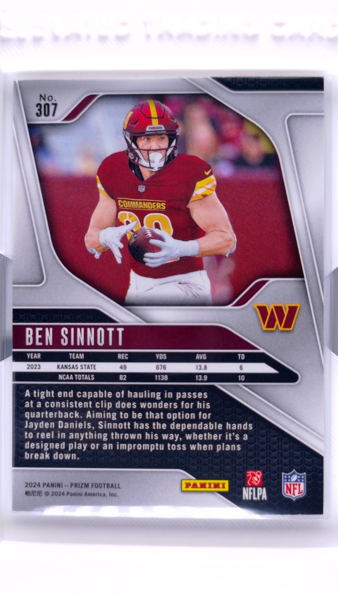 #307 Ben Sinnott Rookie - back