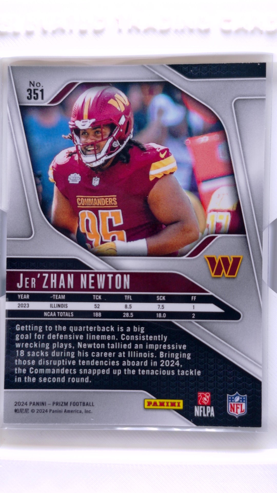 #351 Jer'Zhan Newton Rookie - back