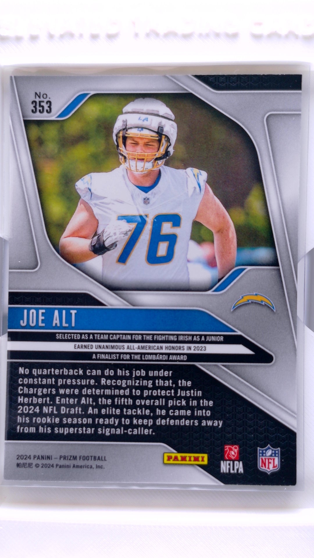 #353 Joe Alt Rookie - back