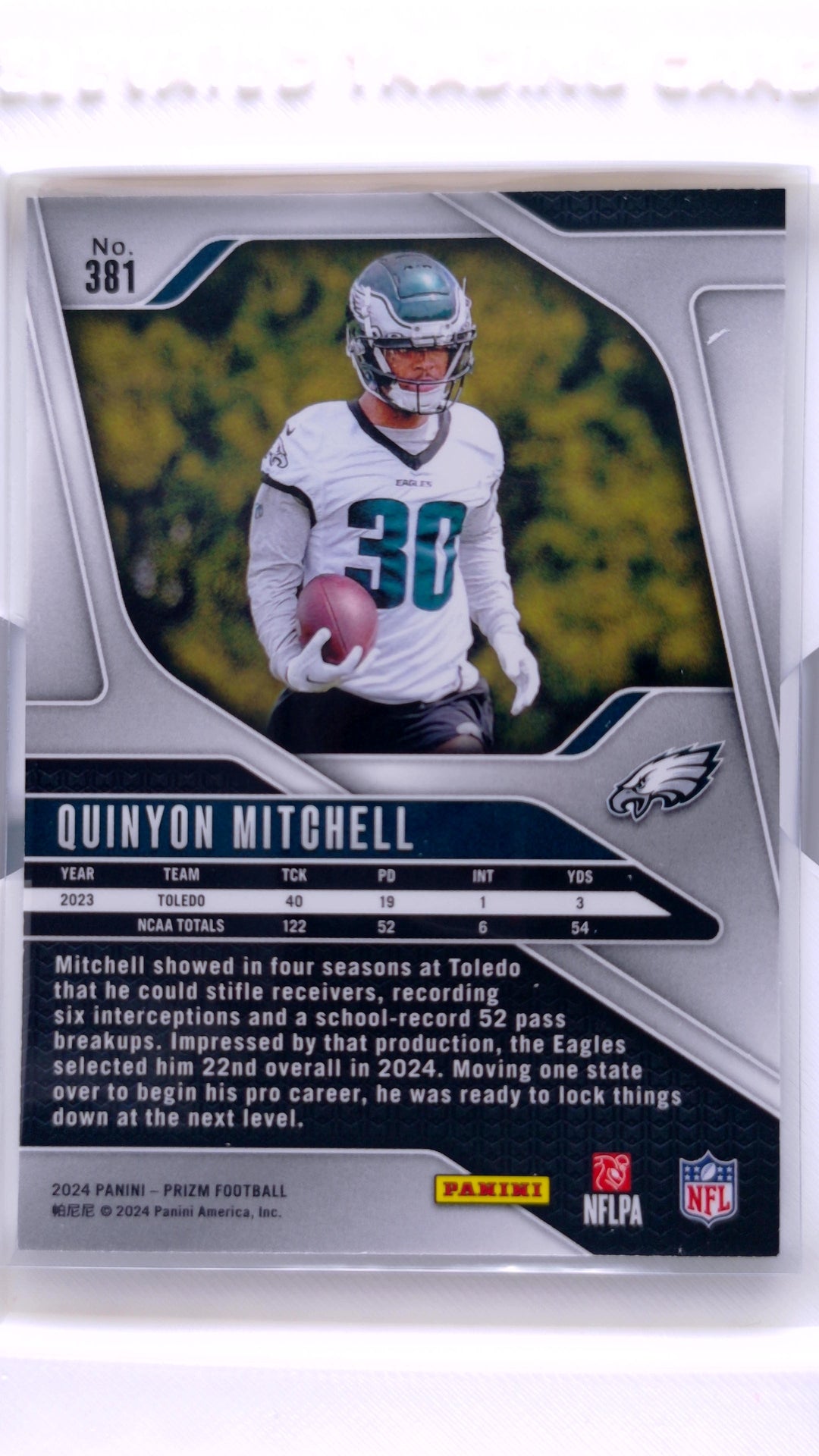#381 Quinyon Mitchell Rookie - back
