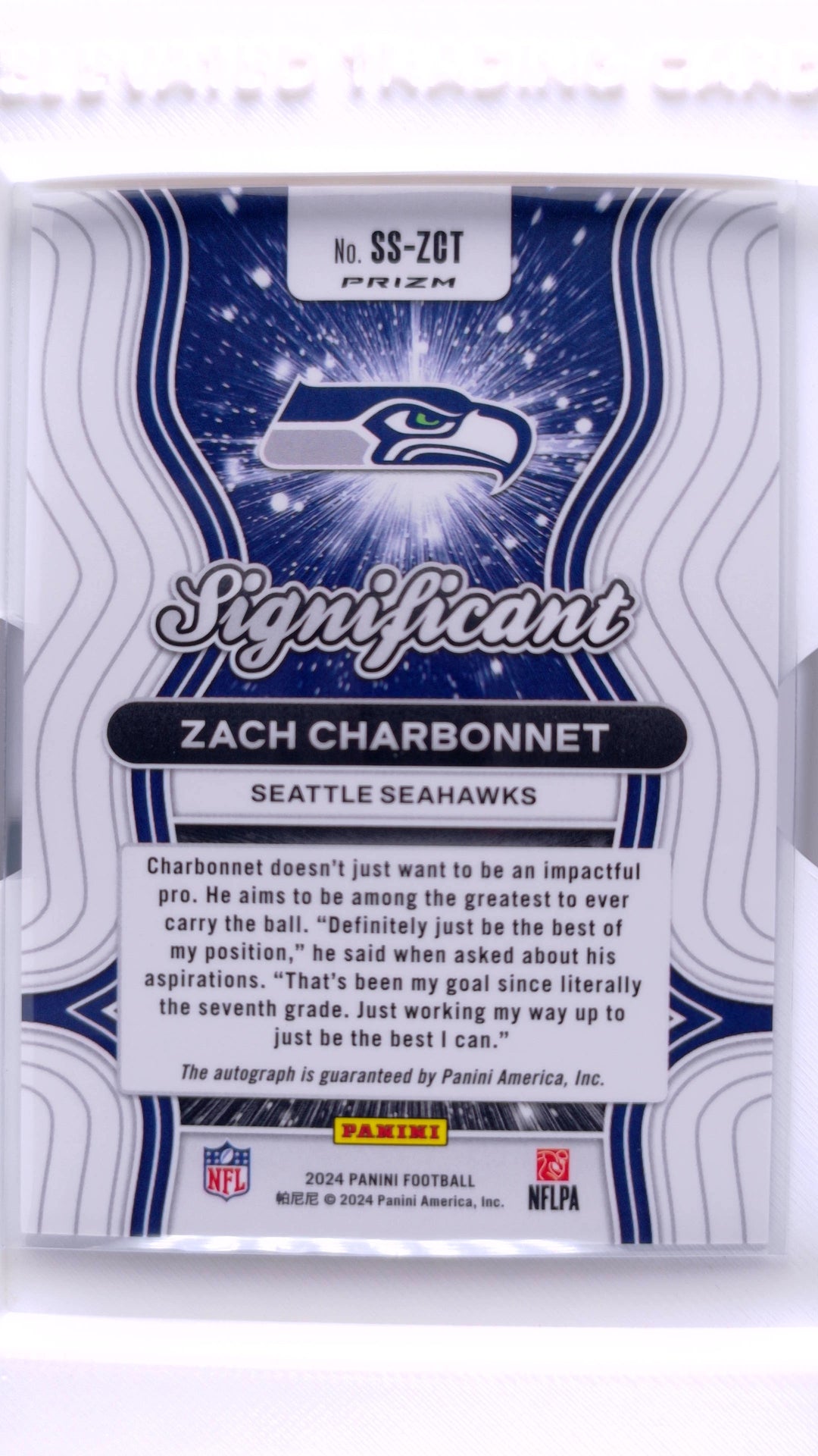 #58 Zach Charbonnet Significant Signatures - back