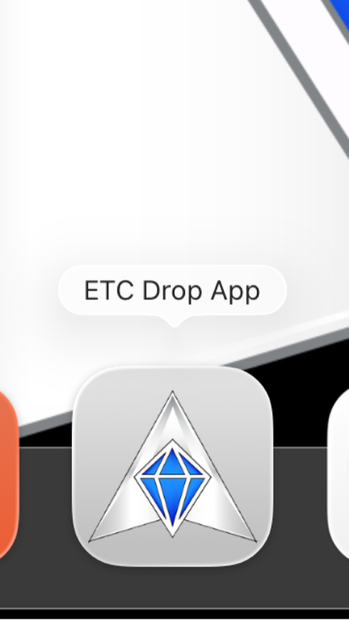 The ETC Drop App in the macOS Dock — the desktop software behind every Drop